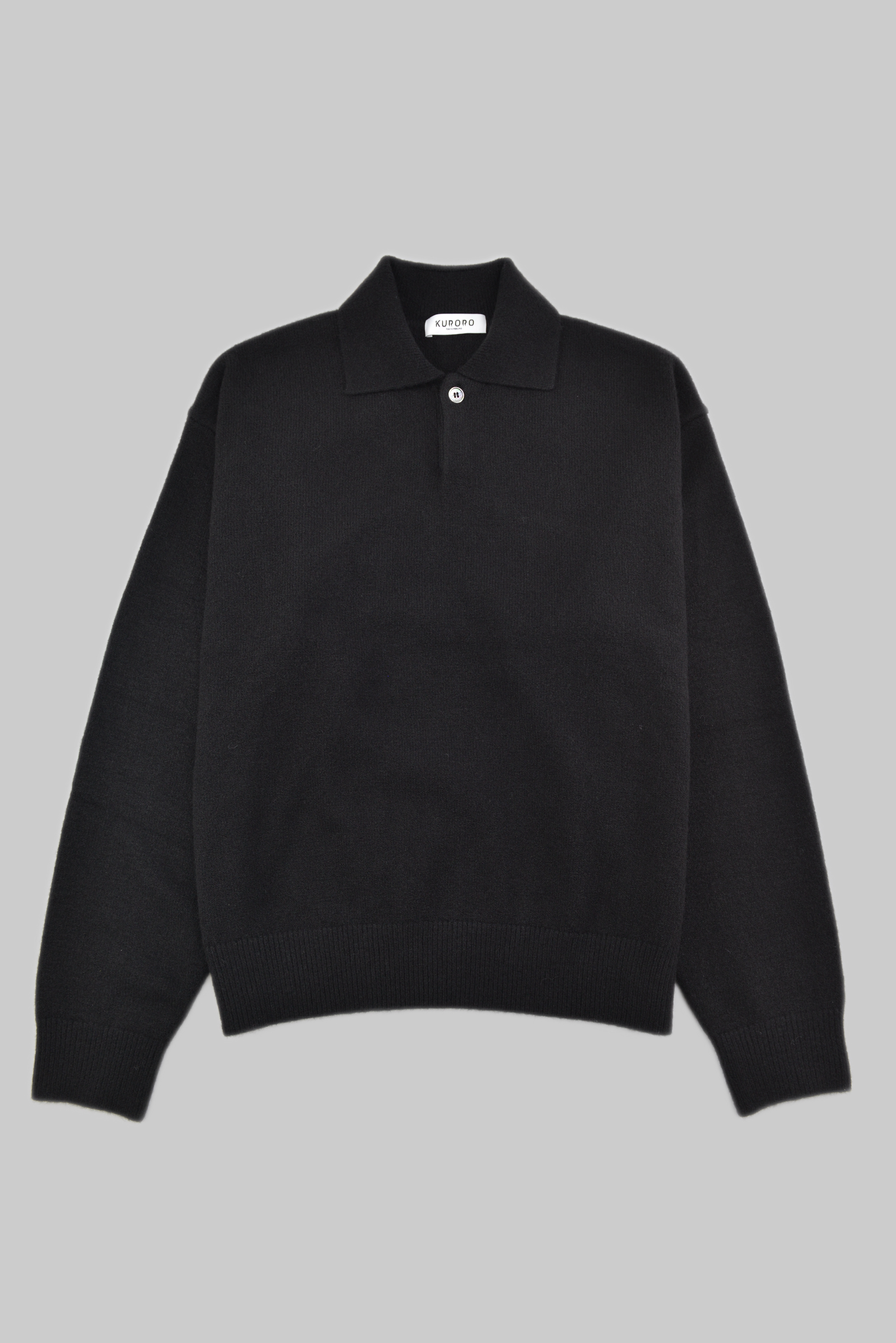 KURORO  Minimal Knit Polo Sweater / Black