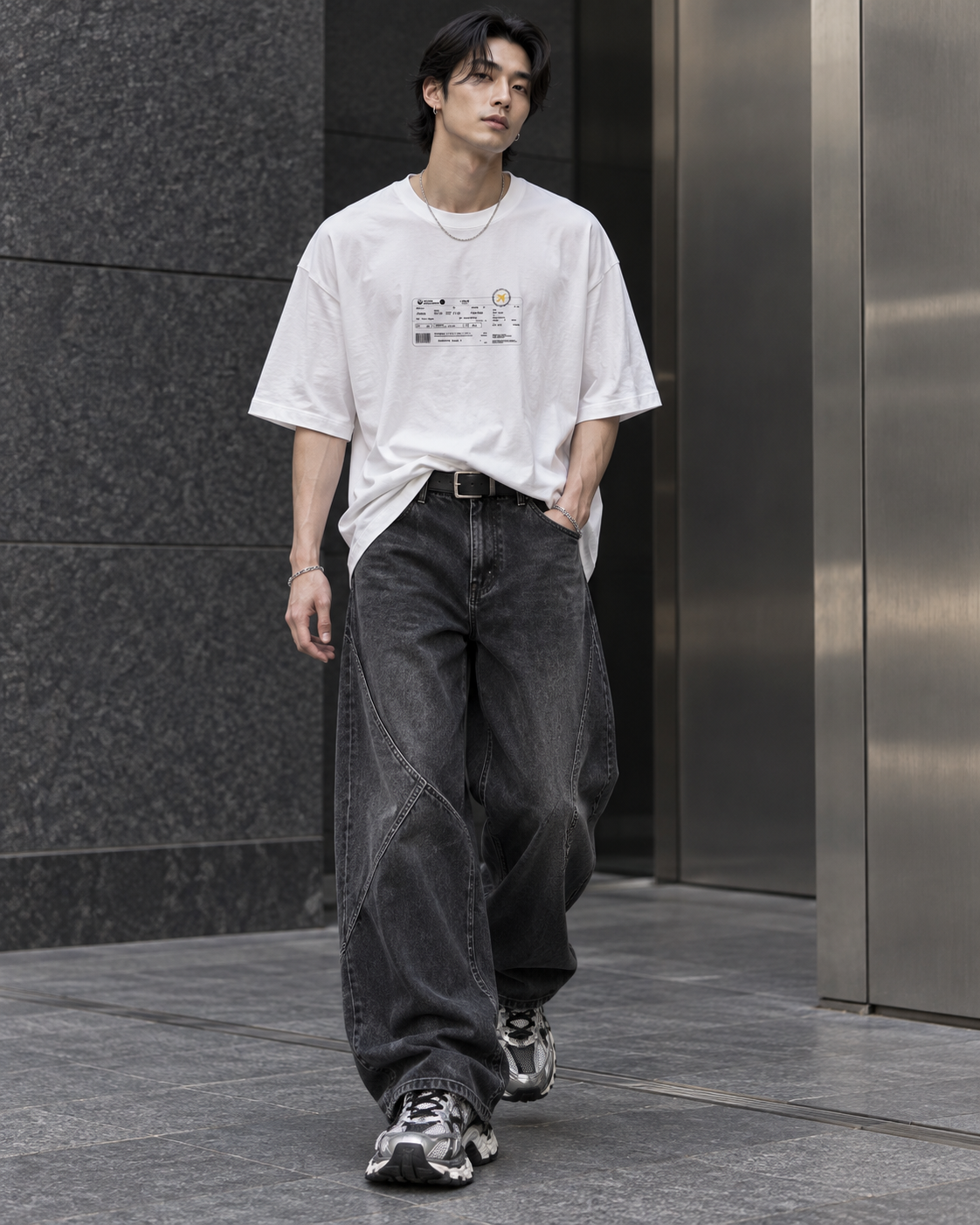 ボーディングパス オーバーサイズTシャツ　ホワイト サイズ: S