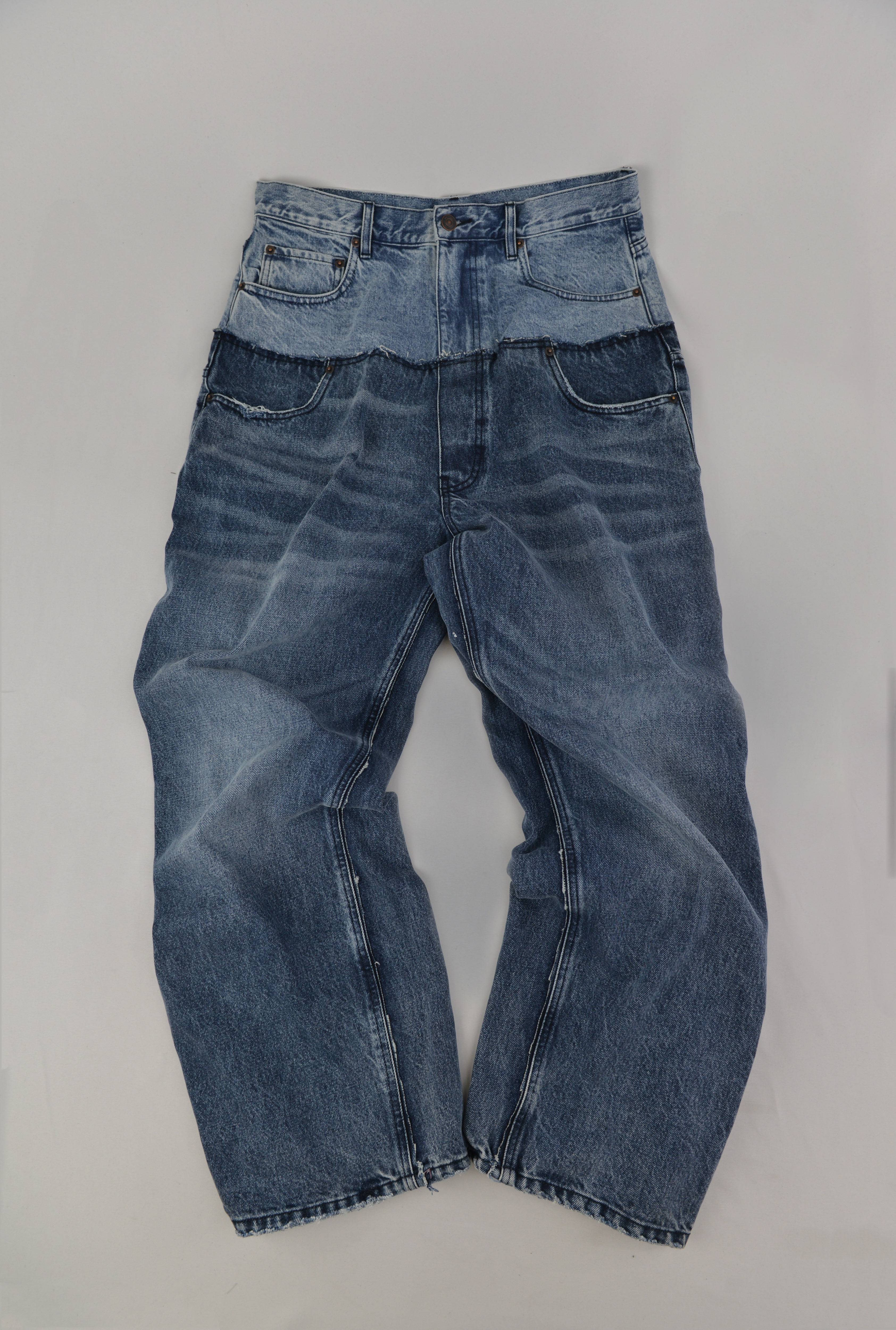 KURORO ダブルウエストデザインワイドジーンズ