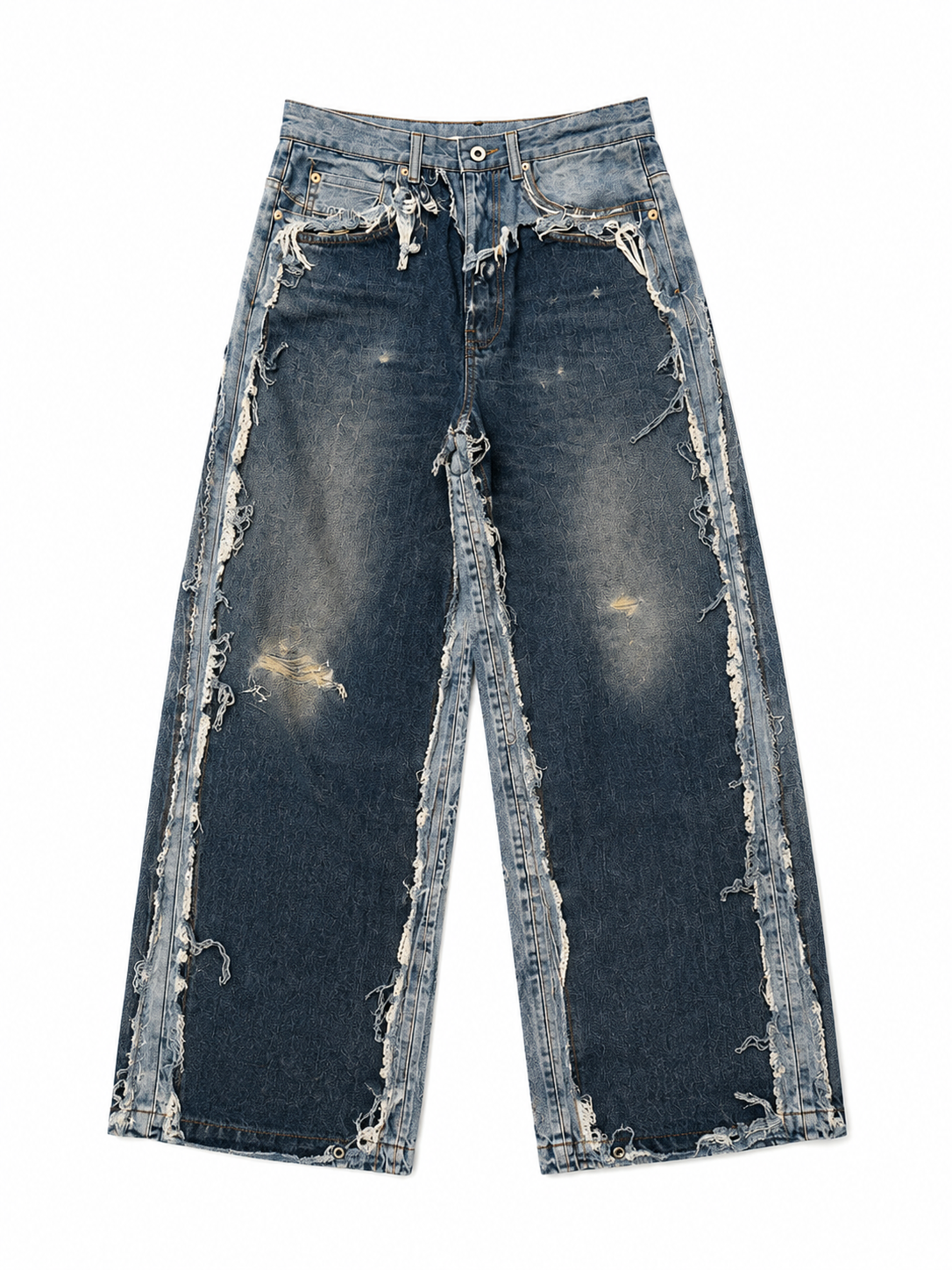 3D Trompe-l’œil Distressed Wide Denim 　3Dトロンプルイユ ダメージワイドデニム