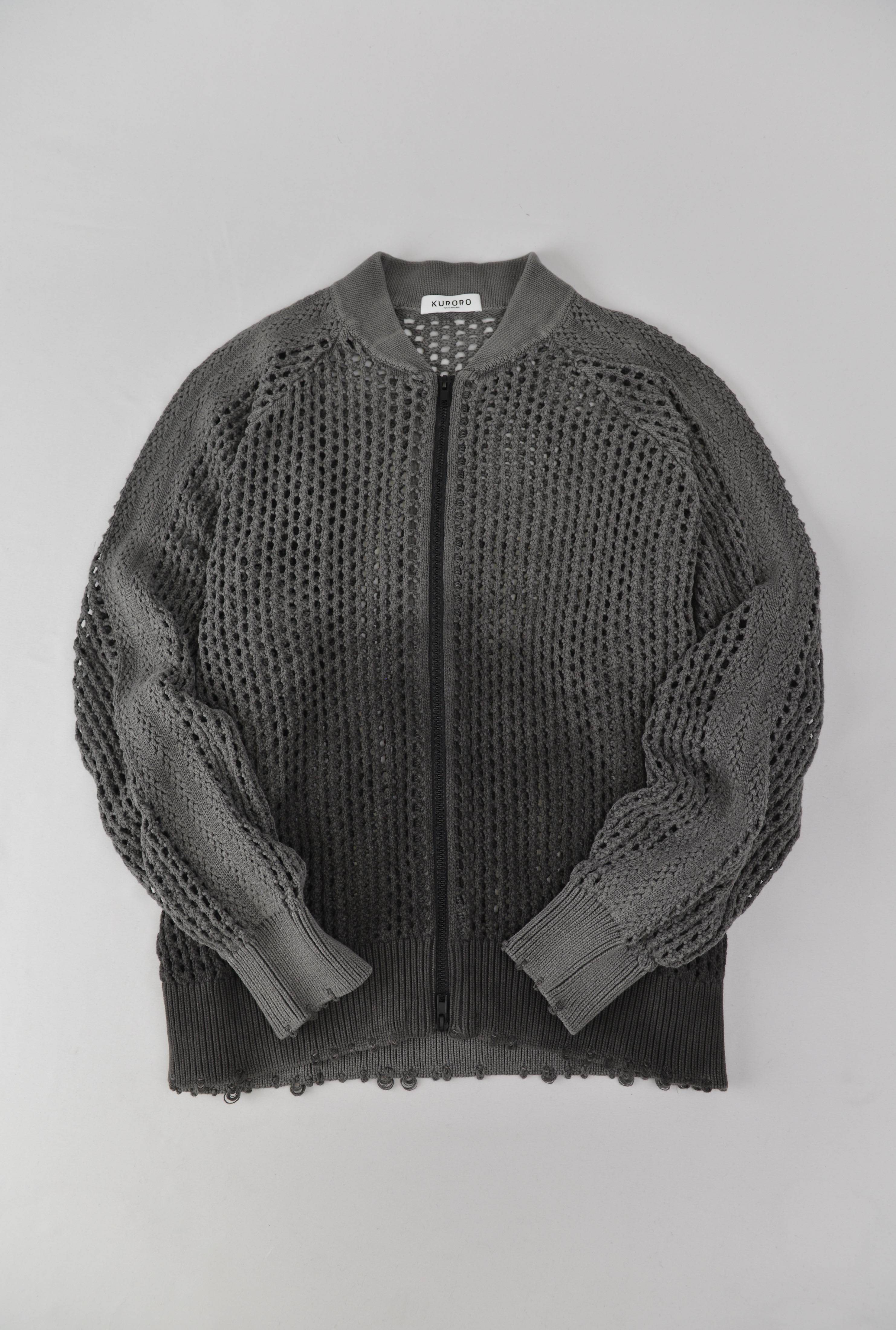 メッシュニットブルゾン　ダークグレー