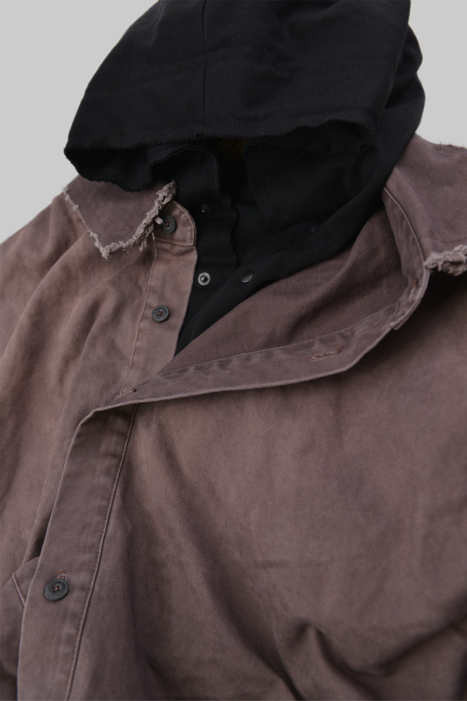 KURORO フェードブラック レイヤードフーディーシャツ　ピンク サイズ: M