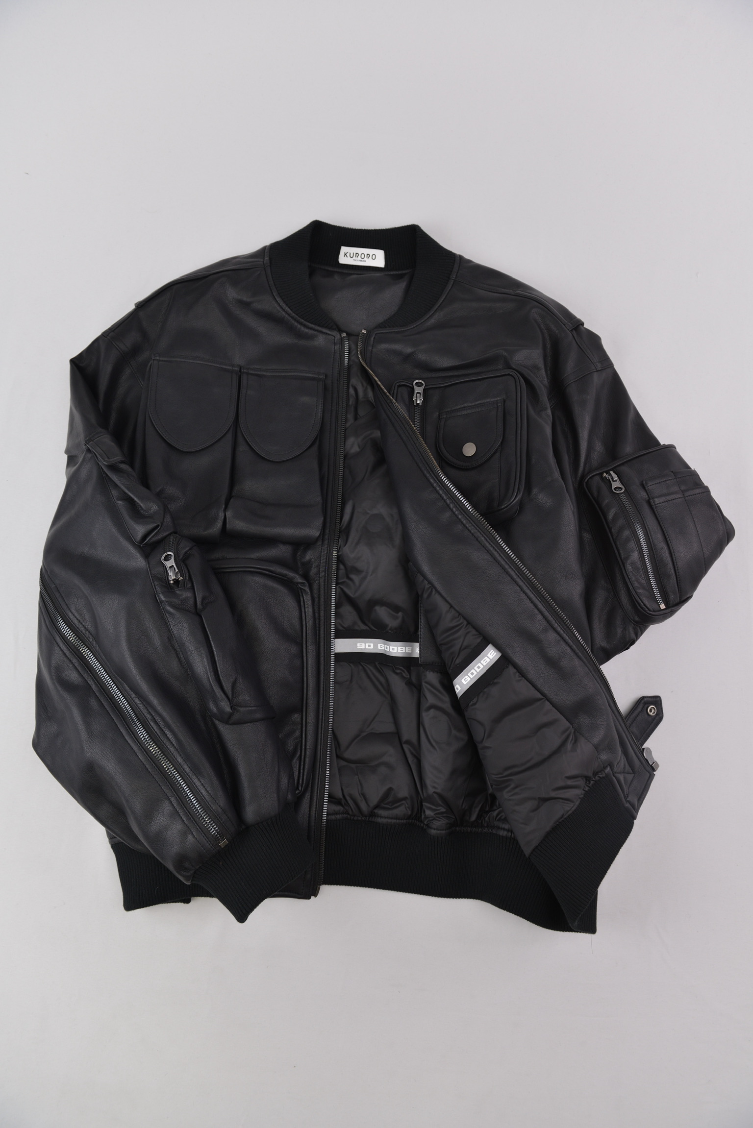 KURORO マルチポケット レザーボンバージャケット　Black サイズ: M