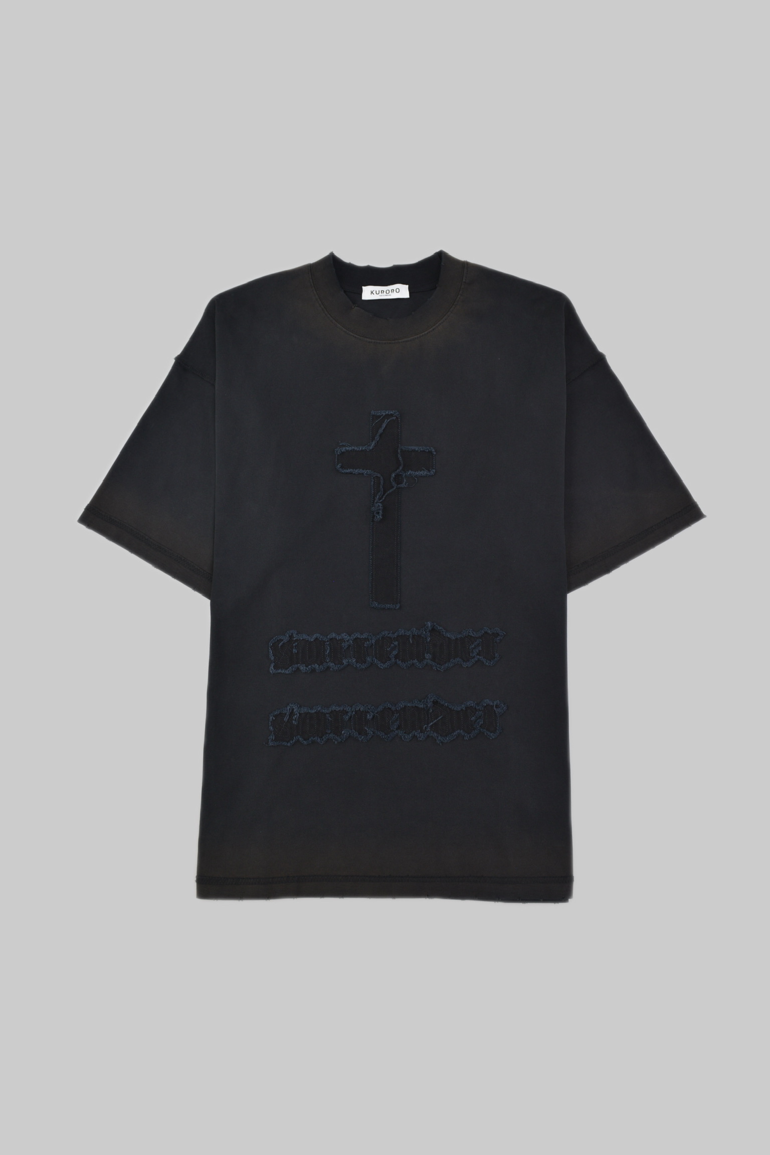 フェードクロスダメージTシャツ　Black サイズ: S