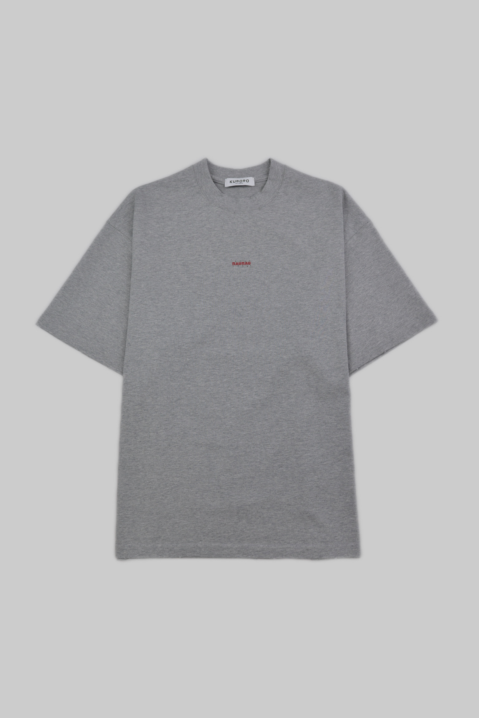 NAUNAU フロッキーロゴオーバーサイズTシャツ　    ダストグレー  サイズ: S