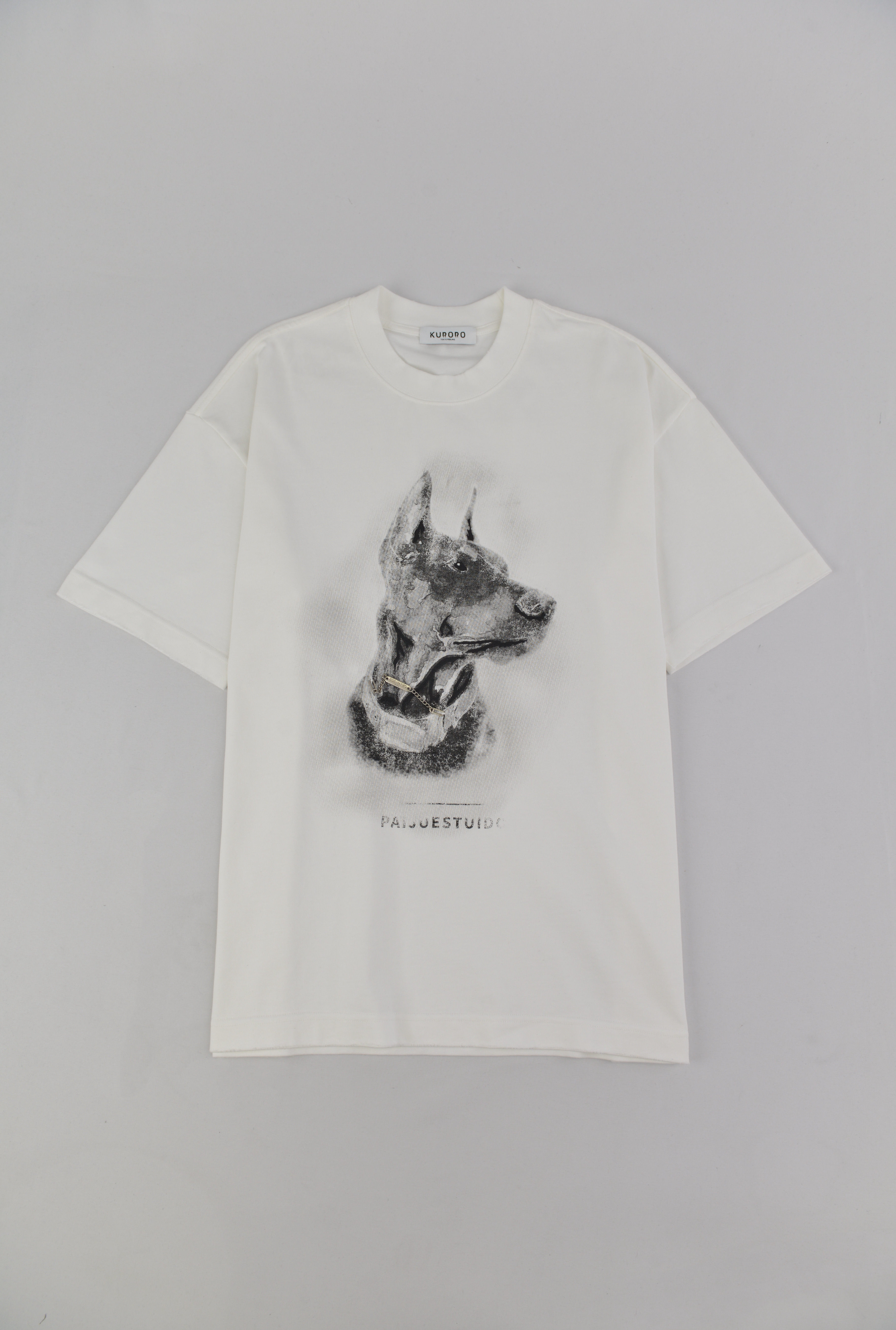 KURORO ドーベルマンプリントTシャツ ホワイト