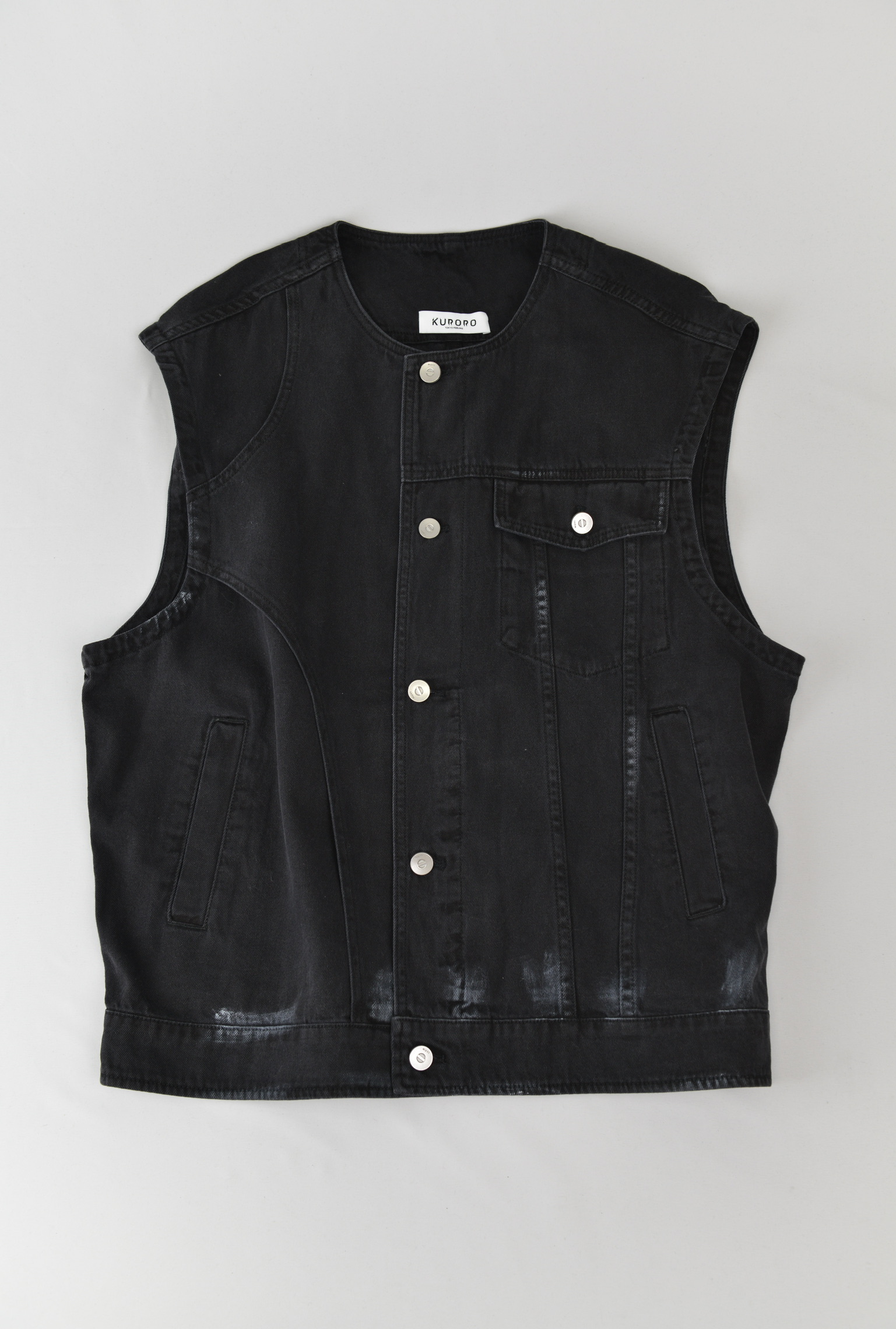 デニムベスト　ブラック