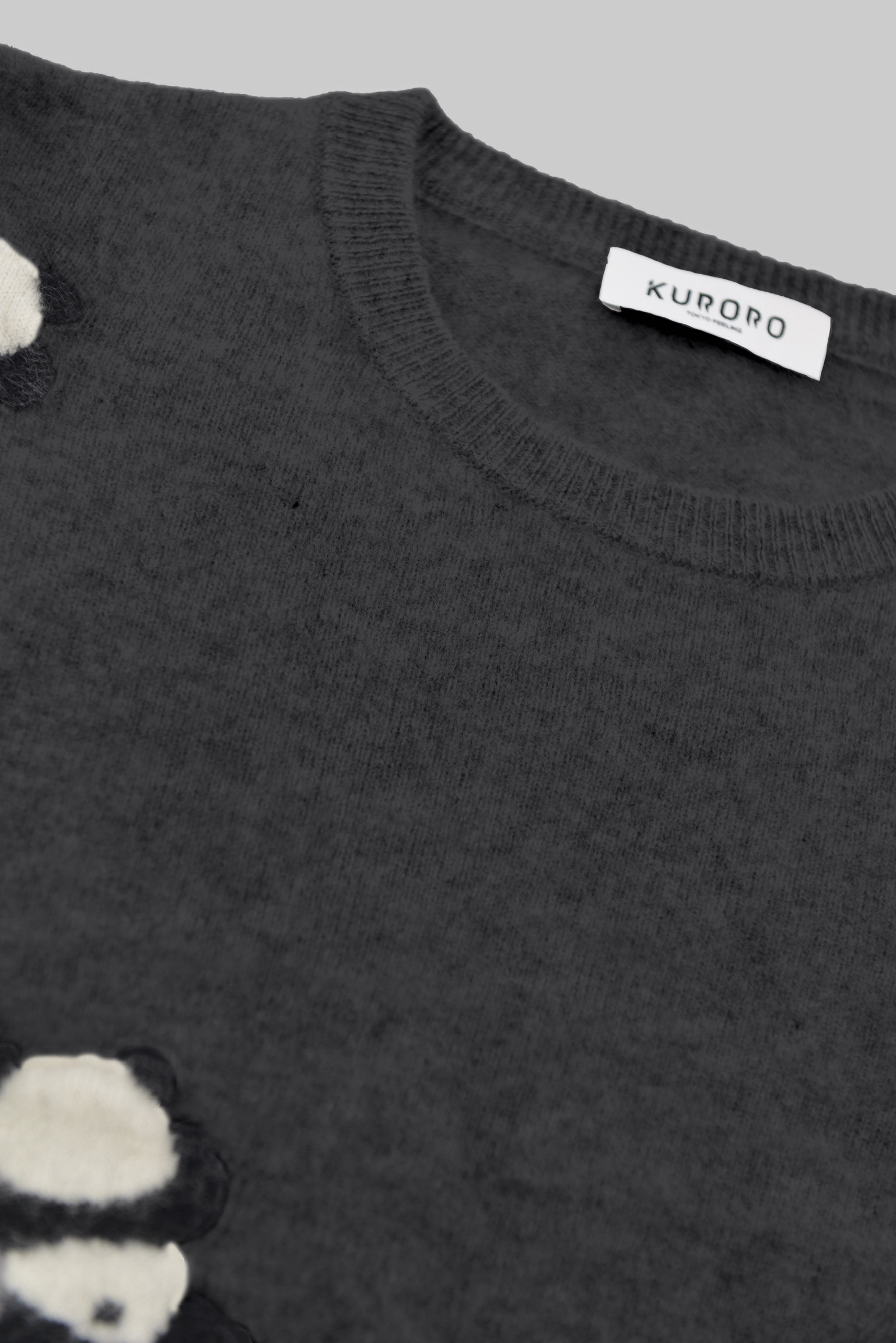 KURORO Fluffy Panda Knit Sweater / フラッフィーパンダニットセーター　チャコールグレー