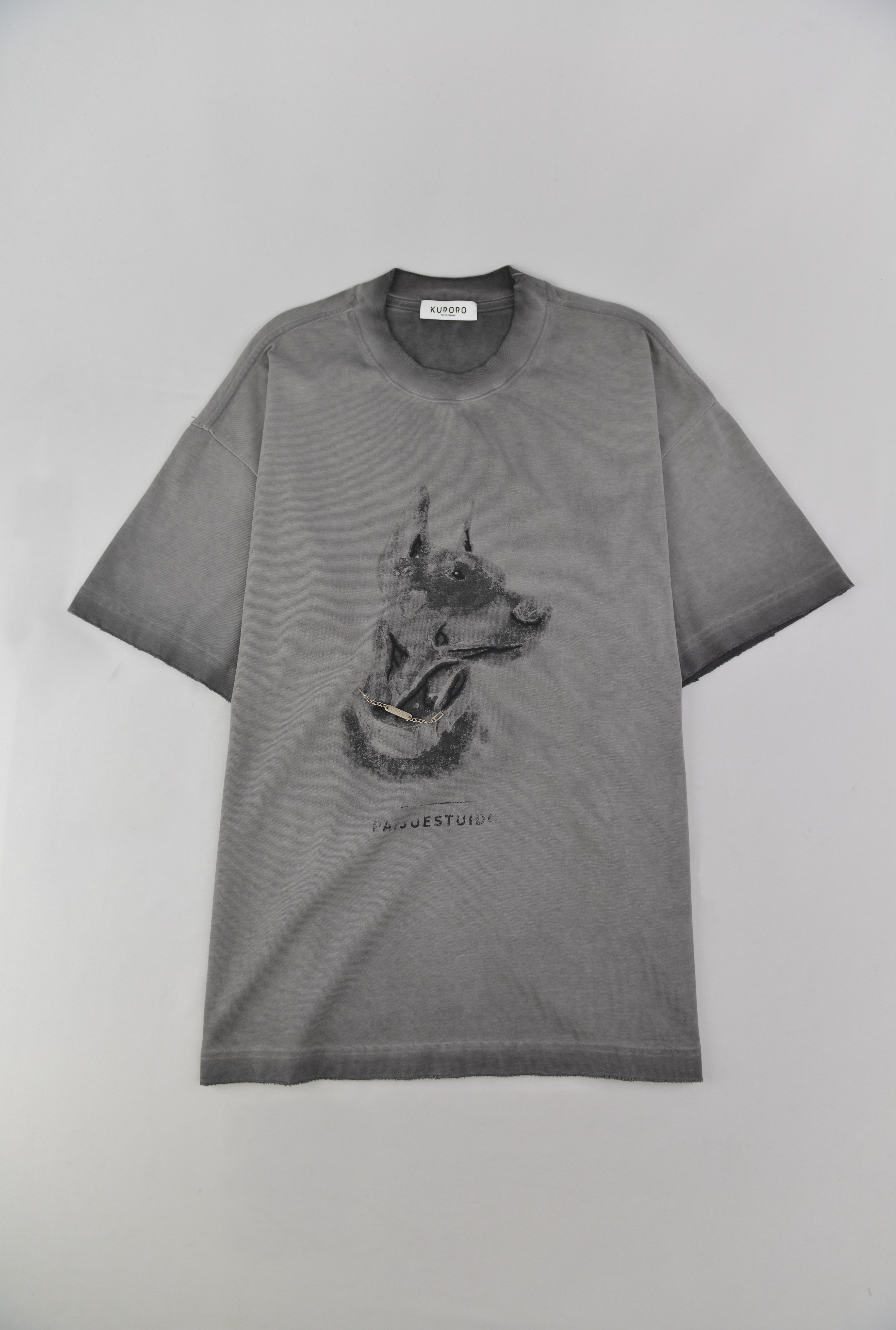 KURORO ドーベルマンプリントTシャツ グレー