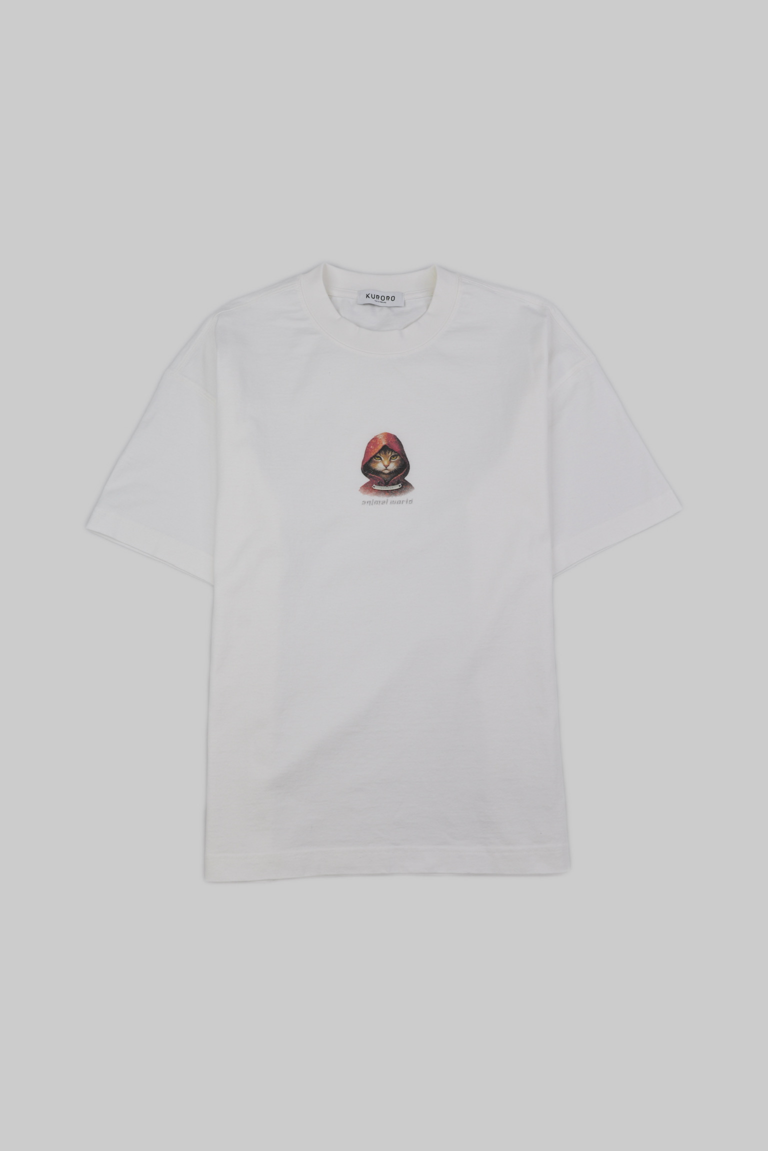 “ANIMAL WORLD” ヴィンテージキャットTシャツ      White サイズ: S