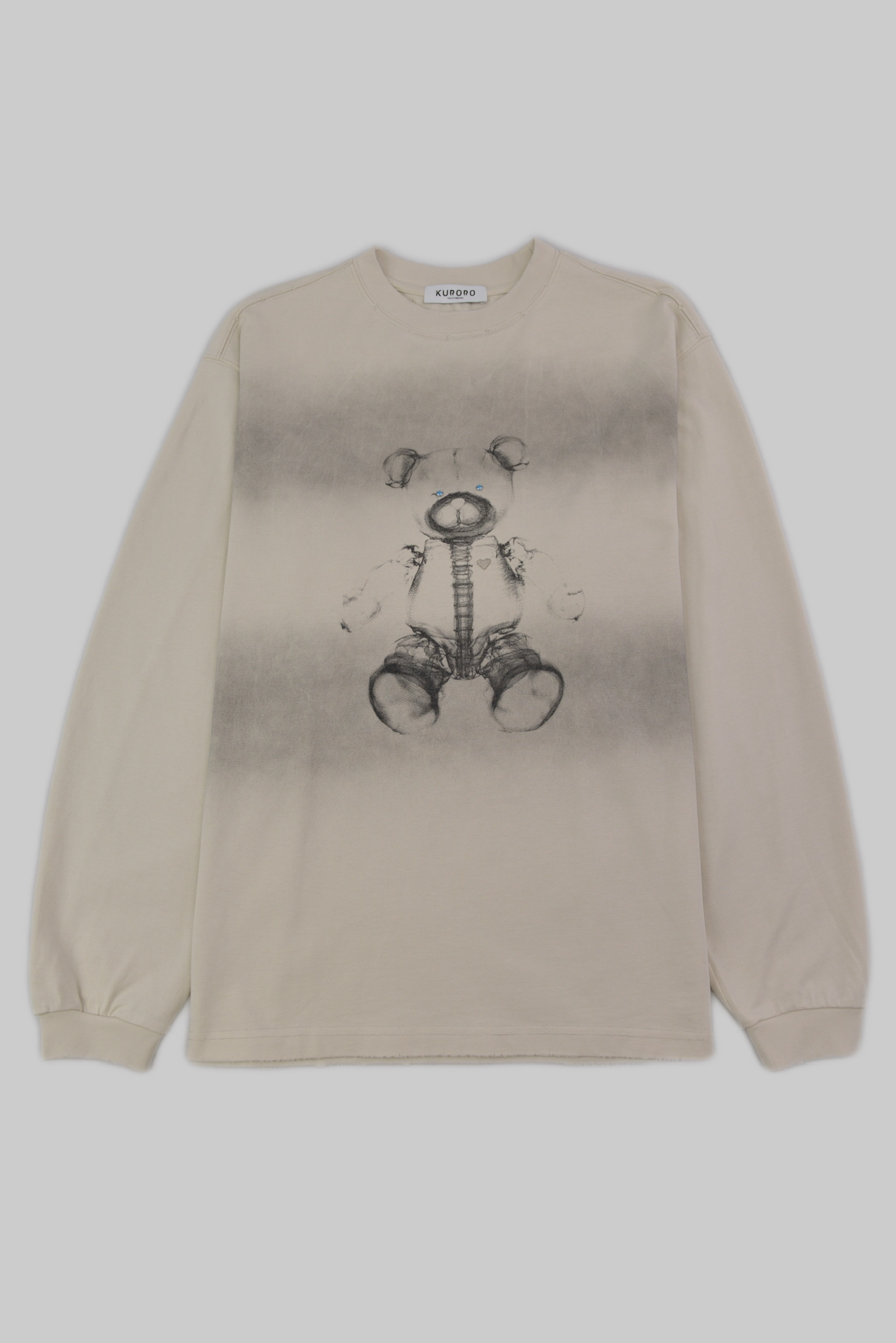 スケルトンベア グラフィック ロングスリーブTシャツ　ホワイト(Skeleton Bear Graphic Long Sleeve T-Shirt)
