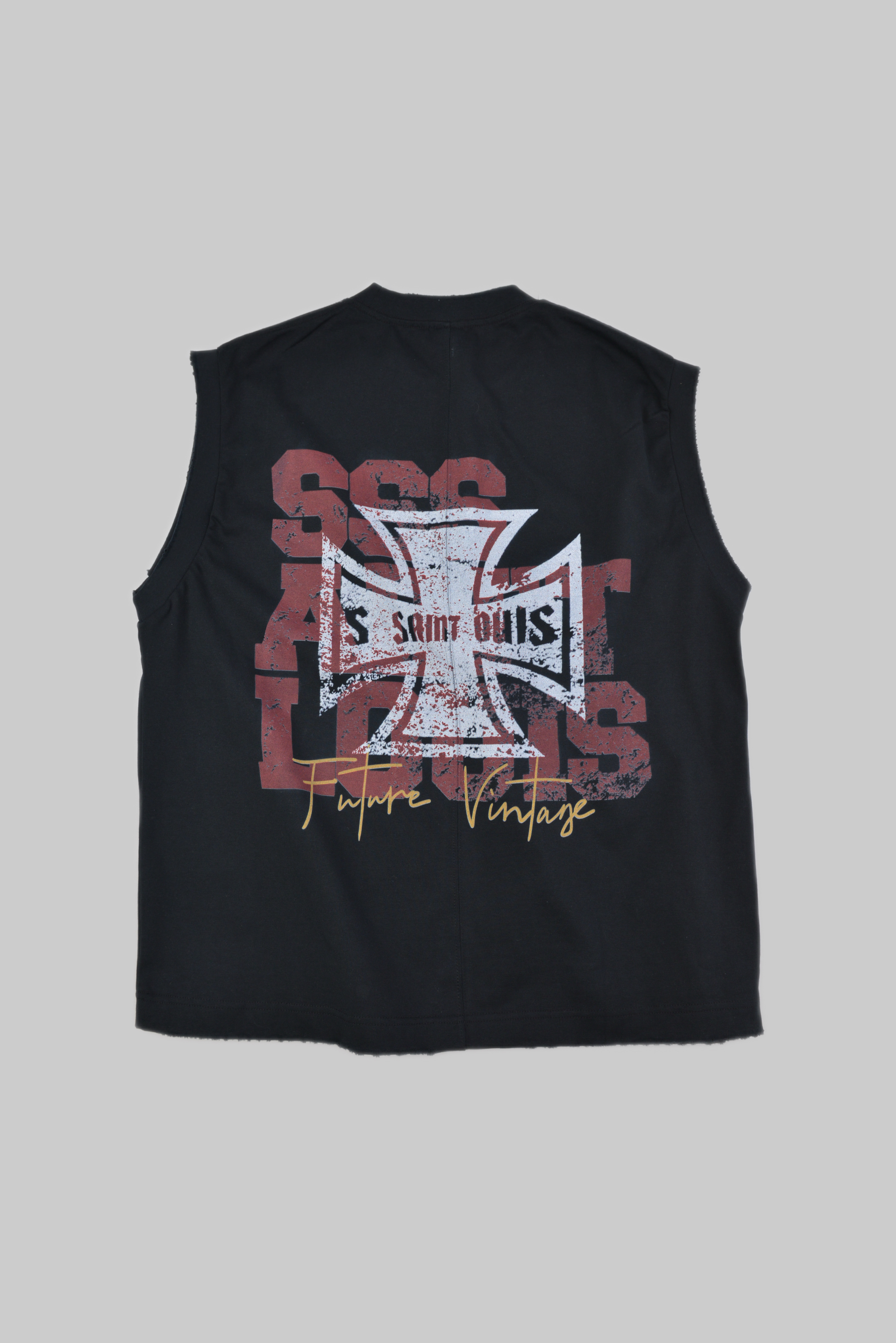 KURORO セイントクロス ヴィンテージグラフィック ノースリーブT　ブラック サイズ: M