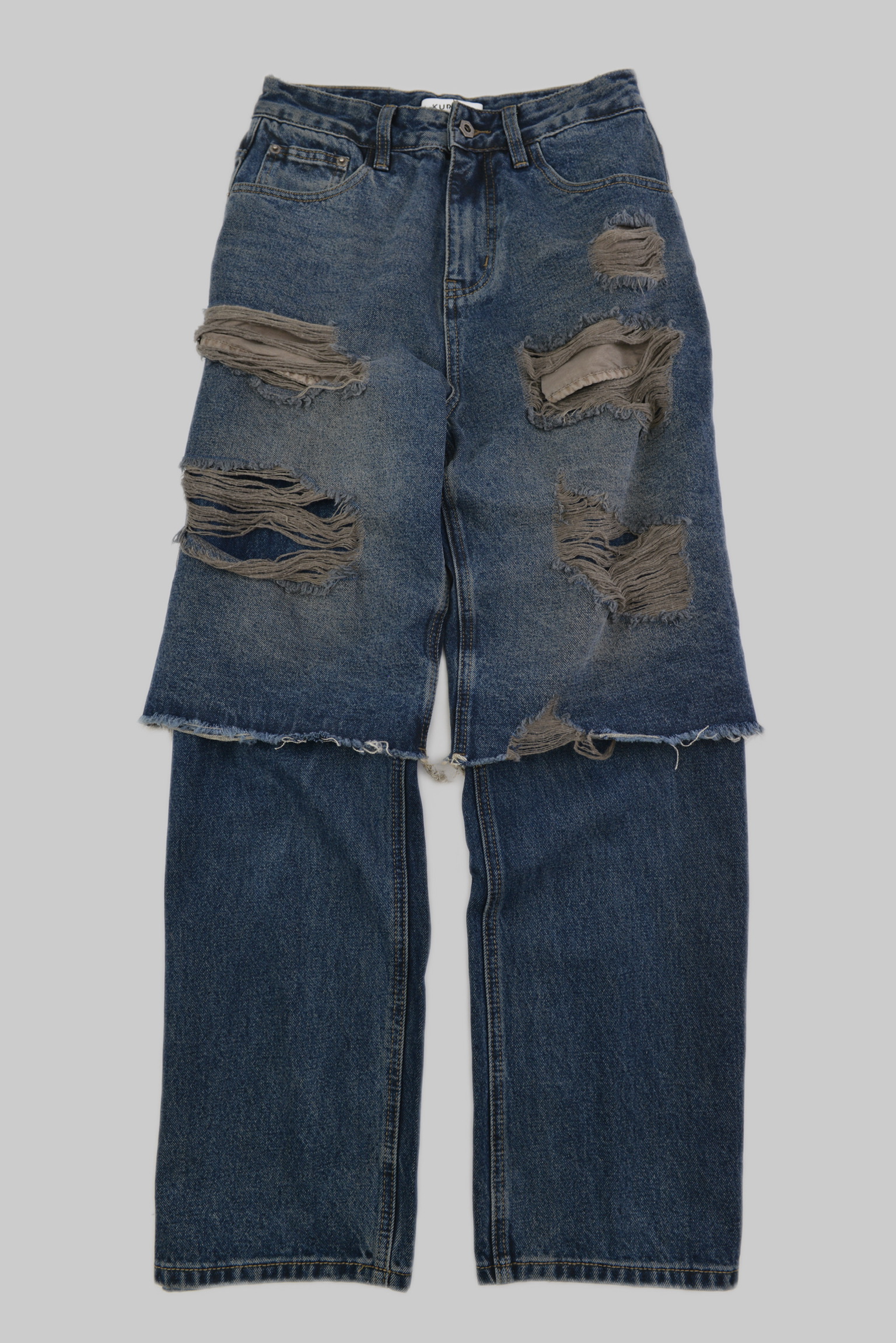 Destroyed Layered Denim Pants / デストロイレイヤードデニムパンツ サイズ: S