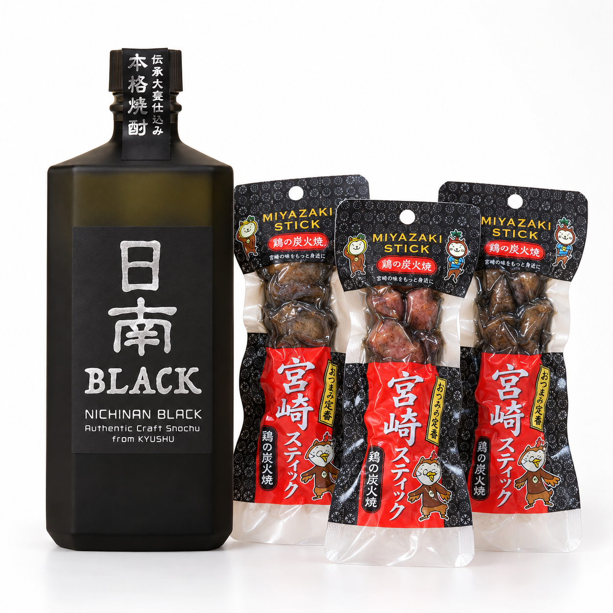 晩酌セット(日南BLACK720ml・宮崎スティック鶏の炭火焼き)