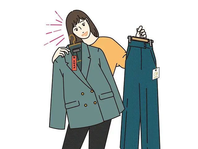 複数ショップの服をまとめて試着するシーン