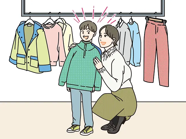 家族みんなでゆったり買い物するシーン