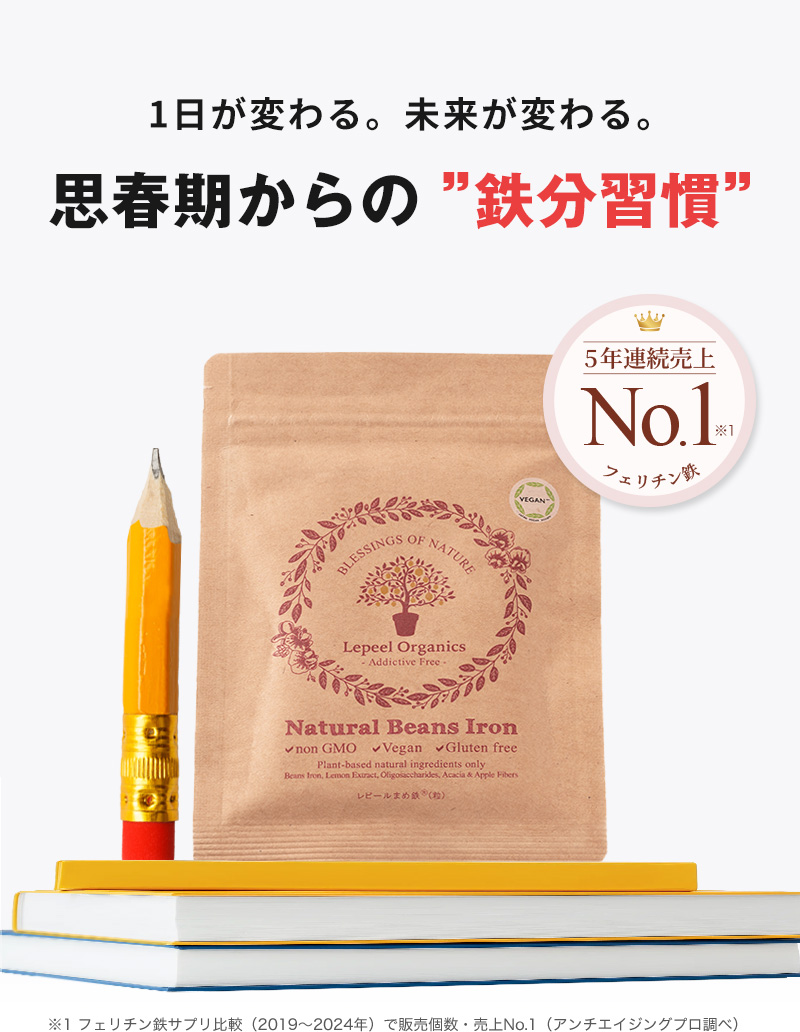 笑顔引き出す新習慣。フェリチン鉄サプリメント レピールまめ鉄