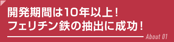 開発期間は10年以上！フェリチン鉄の抽出に成功！
