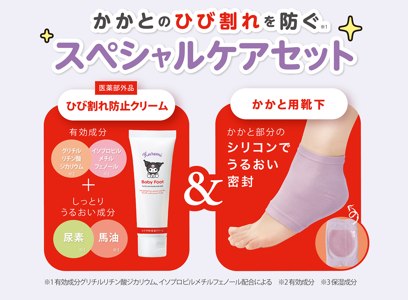 かかとのひび割れを防ぐスペシャルケアセット：医薬部外品 ひび割れ防止クリーム ＆ かかと用靴下