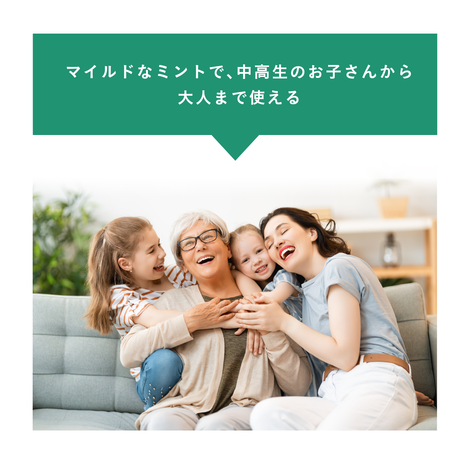 マイルドなミントで､中高生のお子さんから大人まで使える