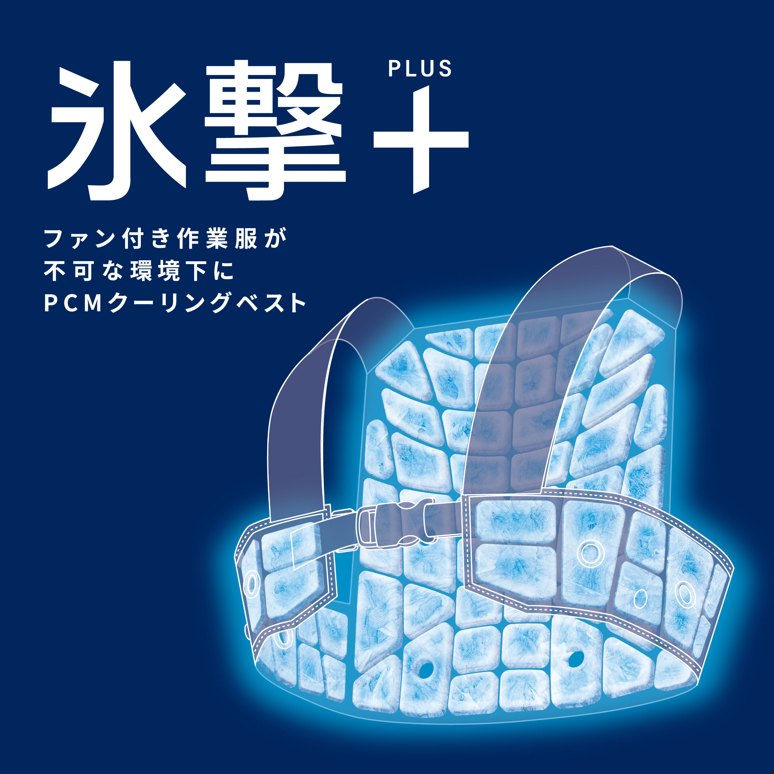 FREEZE TECH 氷撃＋ ファン付き作業服が不可な環境下にPCMクーリングベスト
