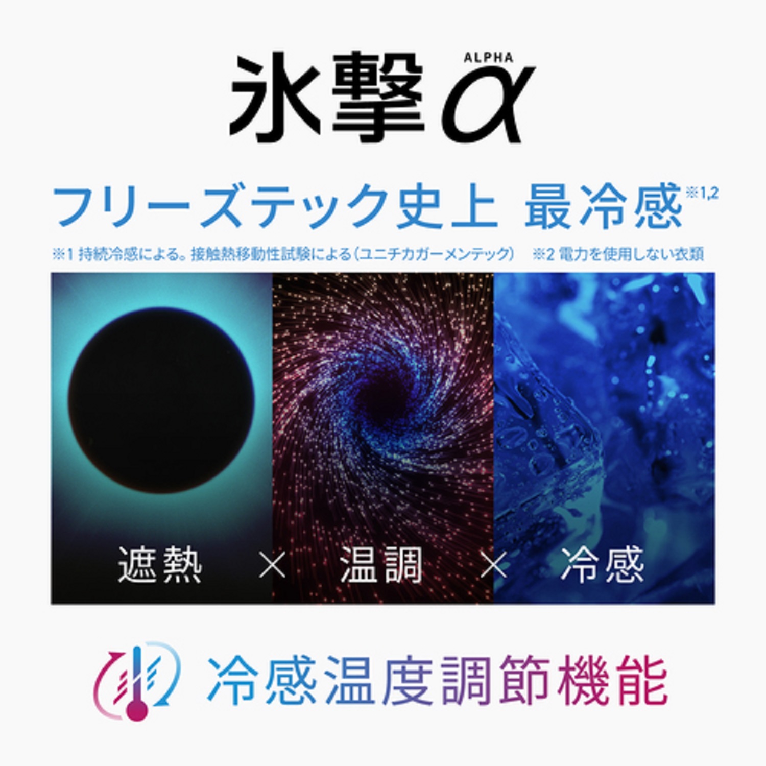 FREEZE TECH 氷撃α フリーズテック史上 最冷感　遮熱×温調×冷感　冷感温度調節機能