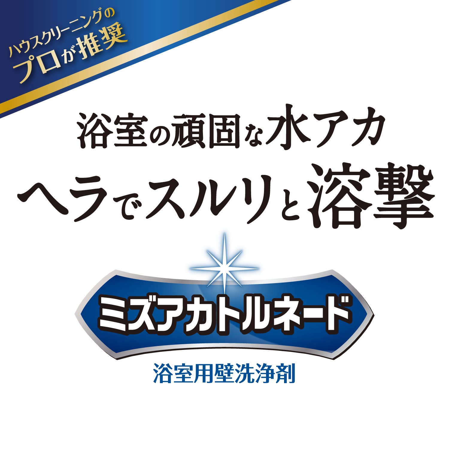 浴室の頑固な水アカ ヘラでスルリと溶撃　ミズアカトルネード 浴室用壁洗浄剤　ハウスクリーニングのプロが推奨