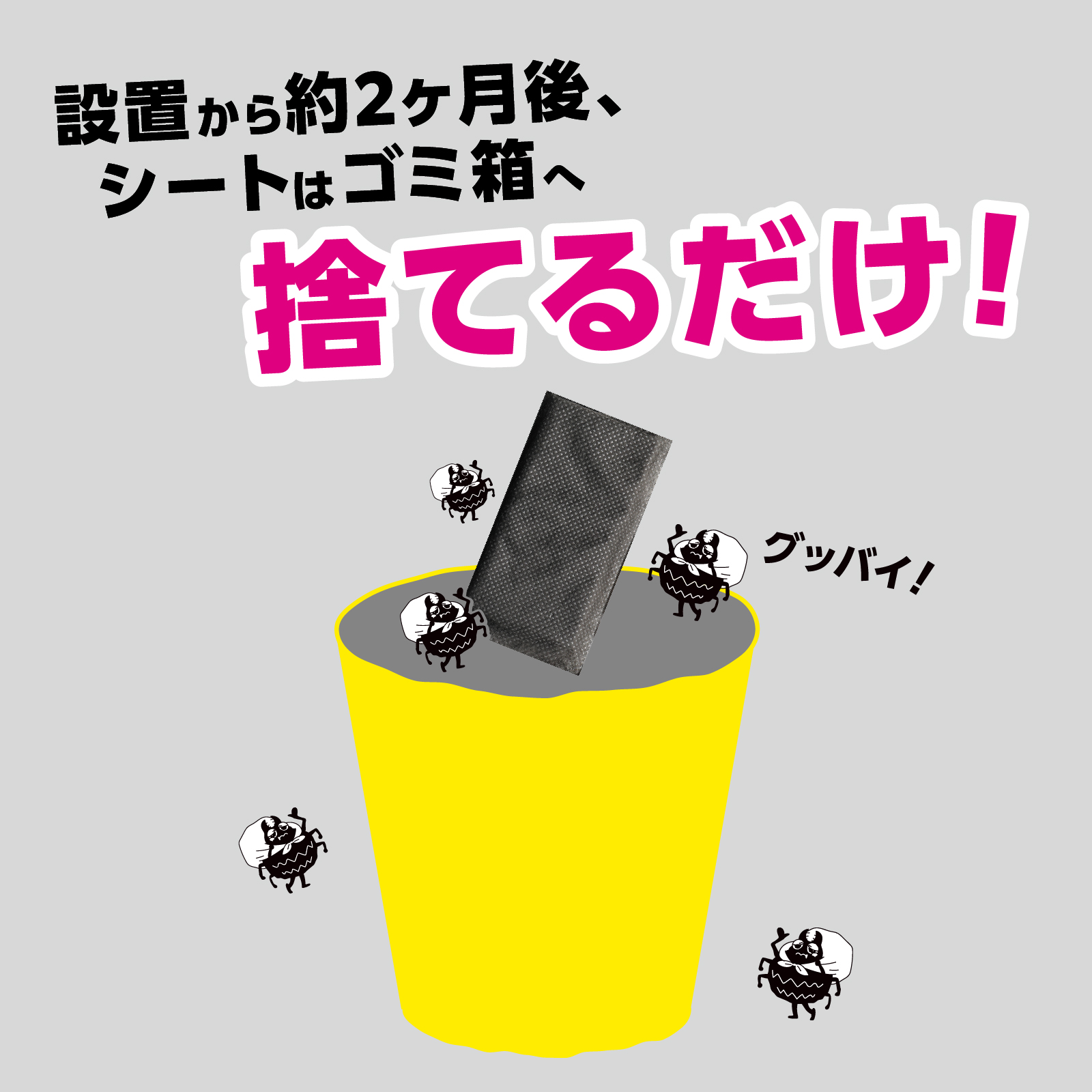 設置から約2ヶ月後、シートはゴミ箱へ捨てるだけ！