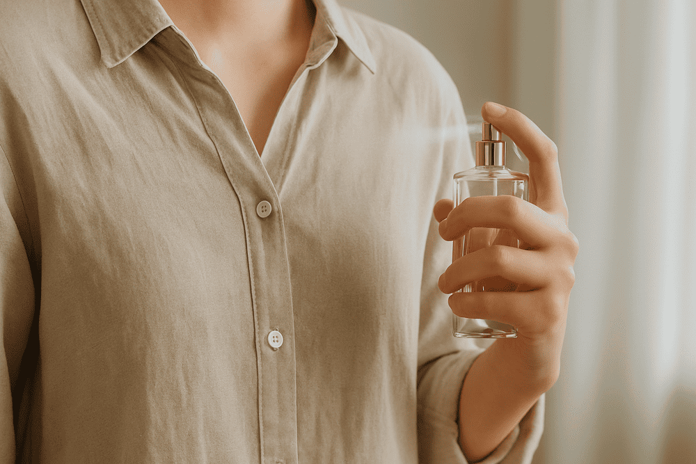 香水を服につけるイメージ