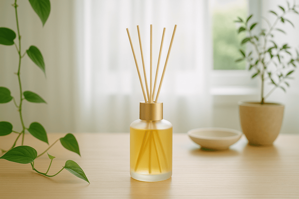 上品なルームディフューザーのあるインテリア空間