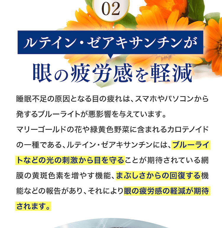 ルイテイン・ゼアキサンチンが目の疲労感を軽減