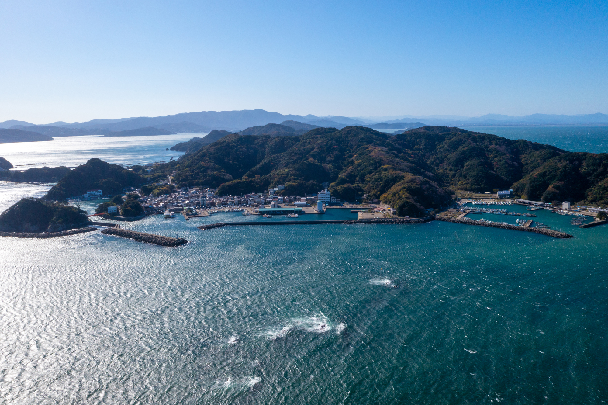 スサビノリの産地・港町の空撮風景
