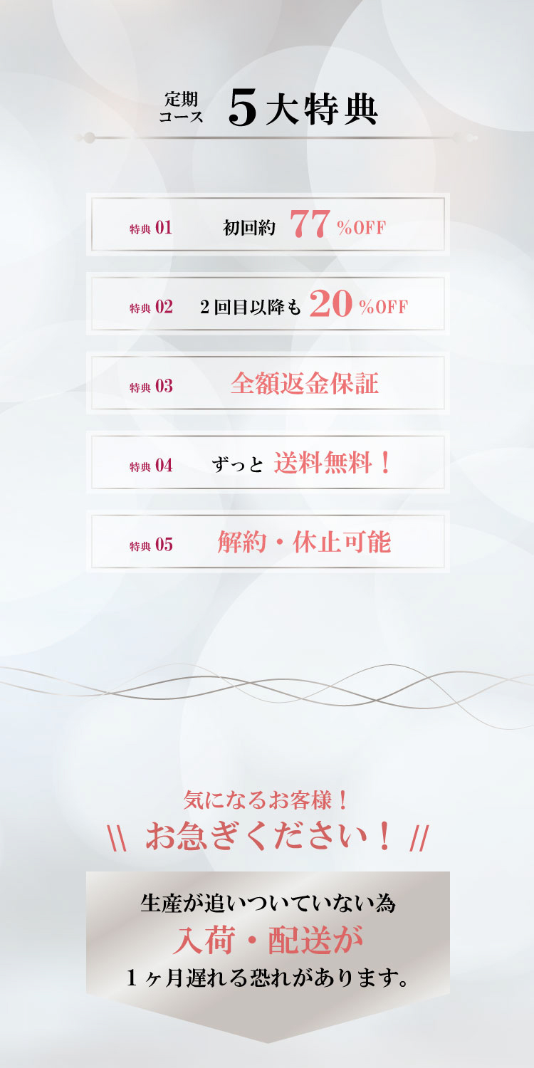 5大特典をご用意