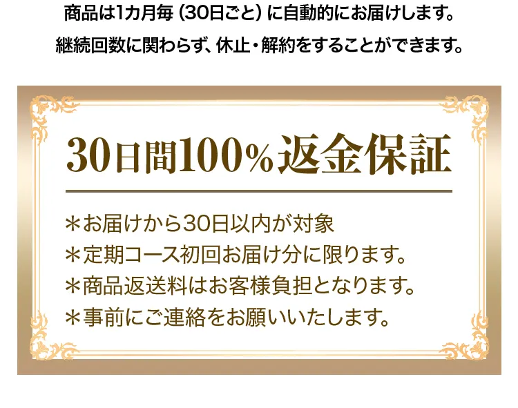 30日間100％返金保証