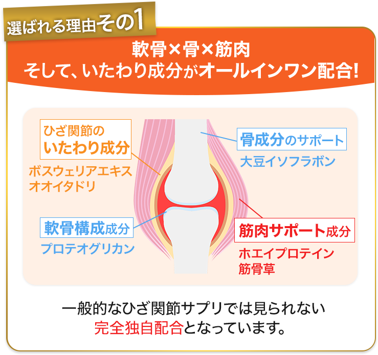 軟骨×骨×筋肉そして、いたわり成分がオールインワン配合!
