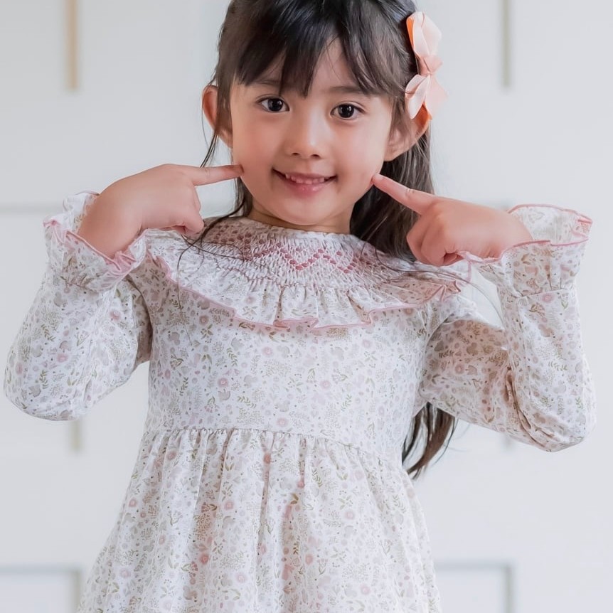  Bosque Pink スモッキングワンピース｜Cua-cuak サイズ: 4Y(104cm)