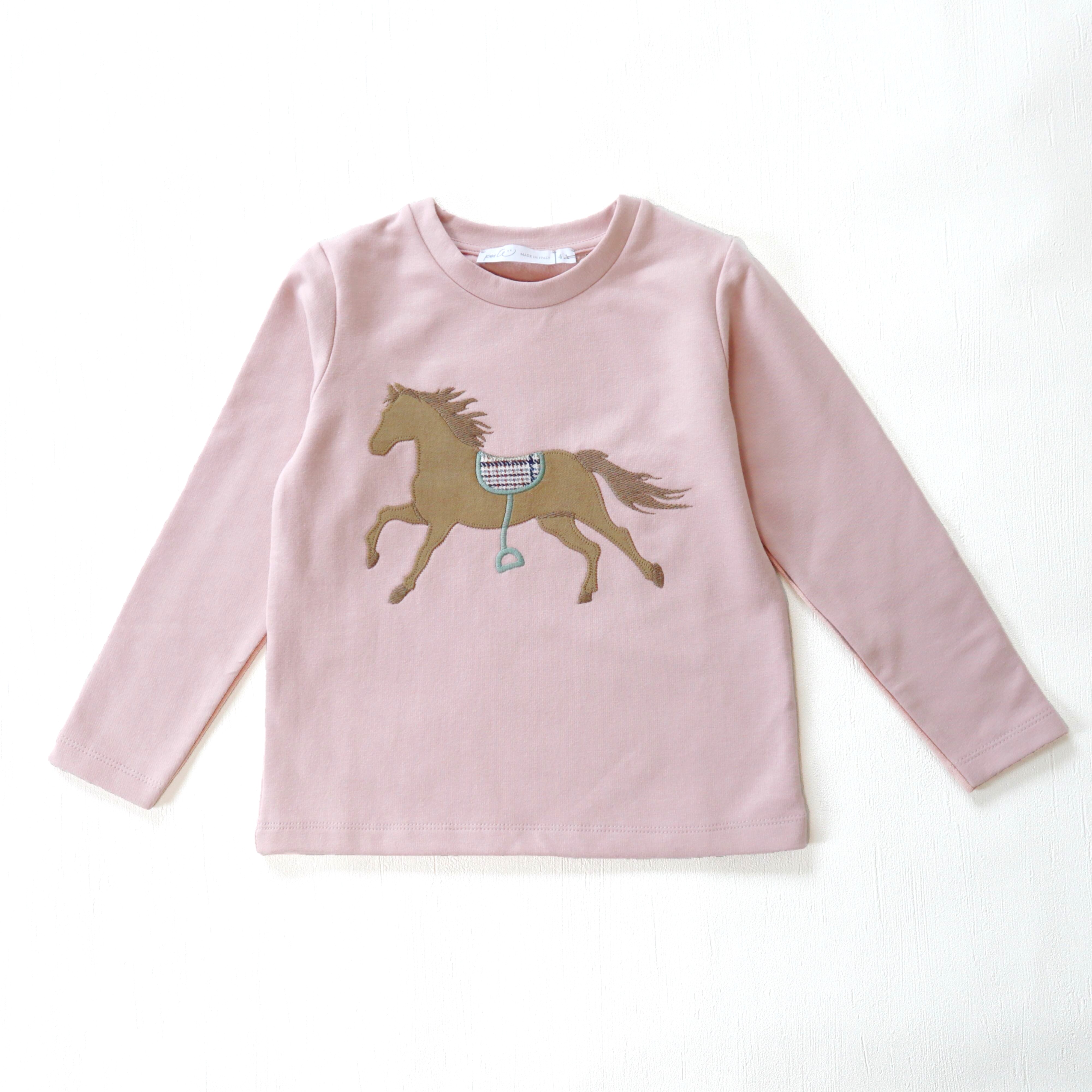  Horse トップス（Green/Pink）｜Perte サイズ: 4Y(104cm), カラー: PINK