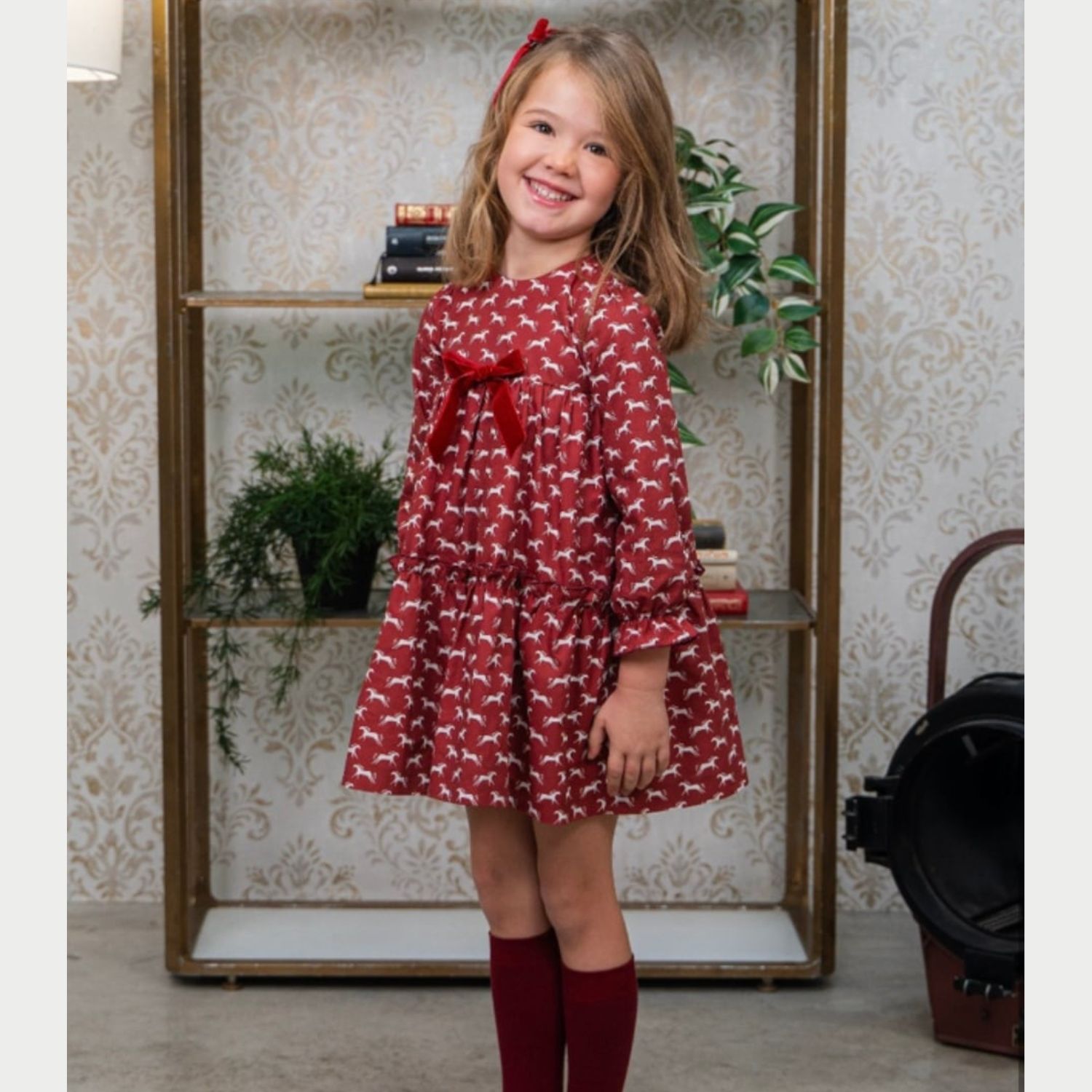  Horse ワンピース（Red）｜Cua-Cuak サイズ: 4Y(104cm)