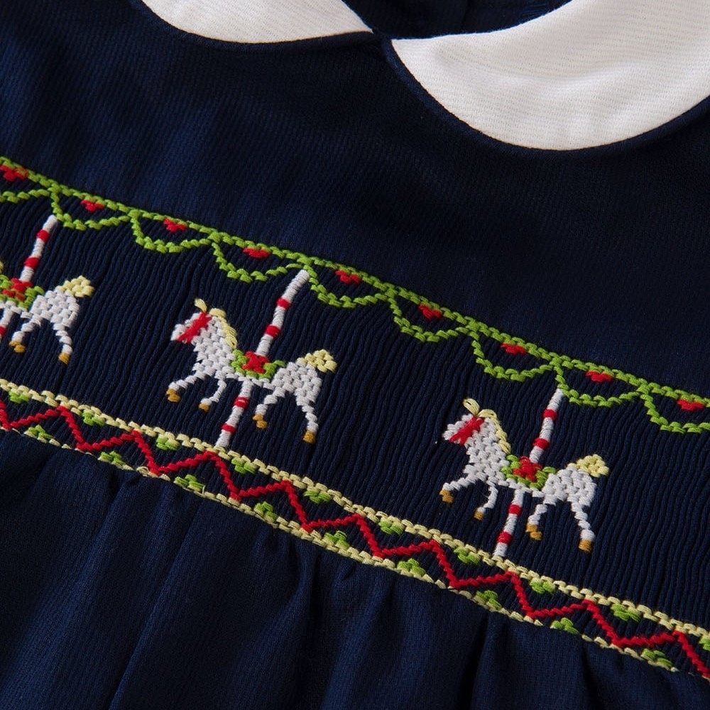 Carousel スモッキングロンパース｜Annafie ベビーサイズ: 6ヶ月 (70cm)