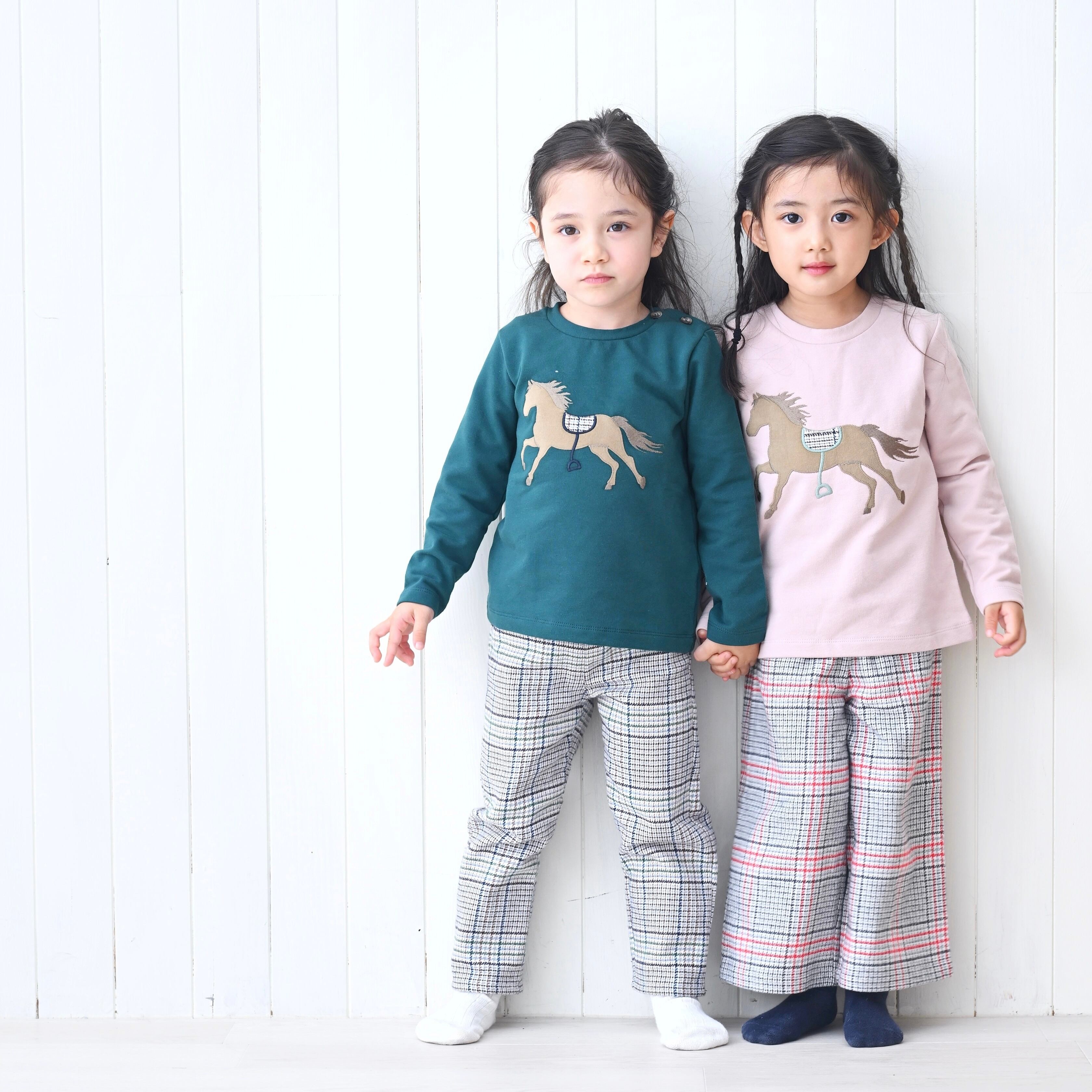  Horse トップス（Green/Pink）｜Perte サイズ: 4Y(104cm), カラー: PINK