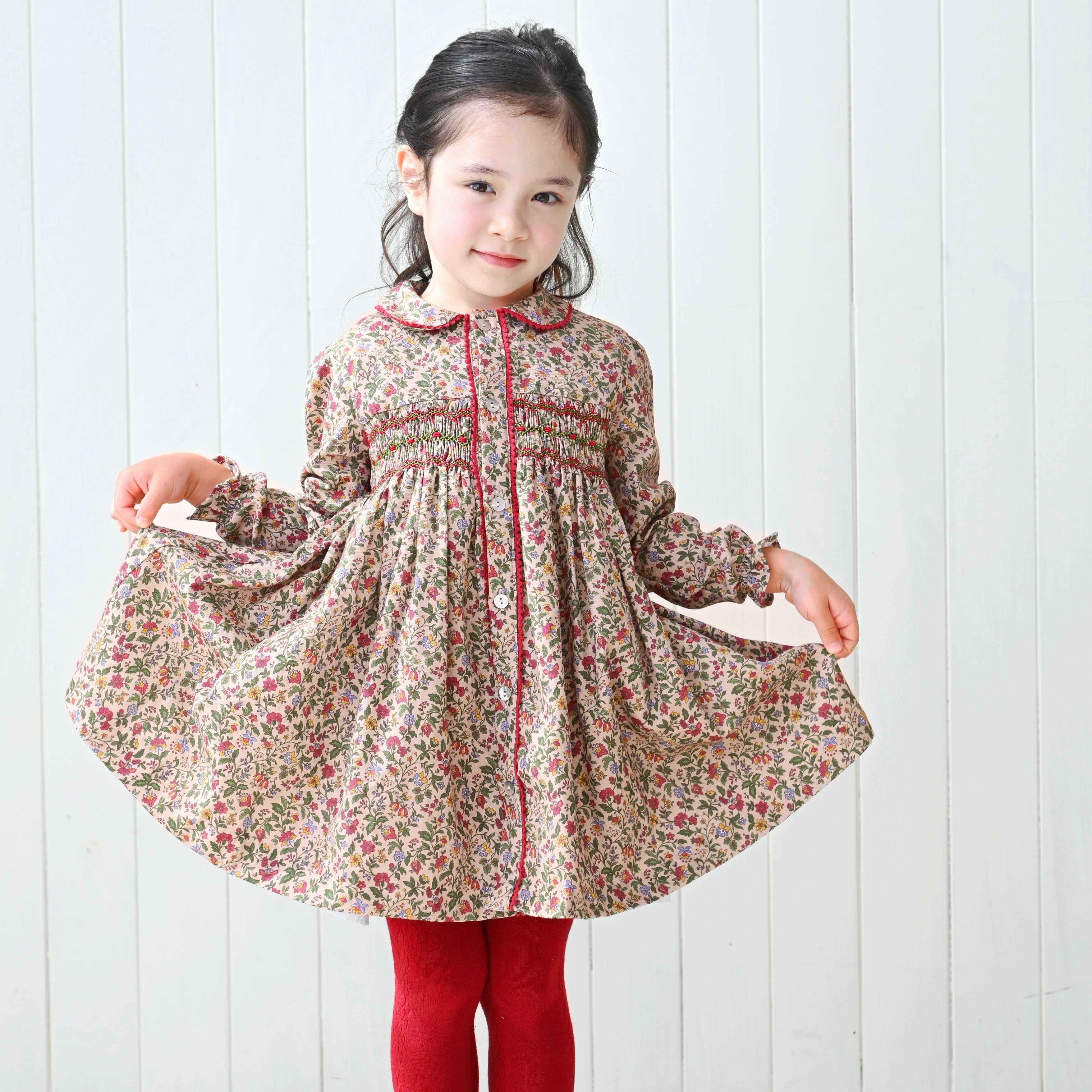  【Last 4Y】Flor de pascua スモッキングワンピース｜Pi&Pa サイズ: 4Y(104cm)