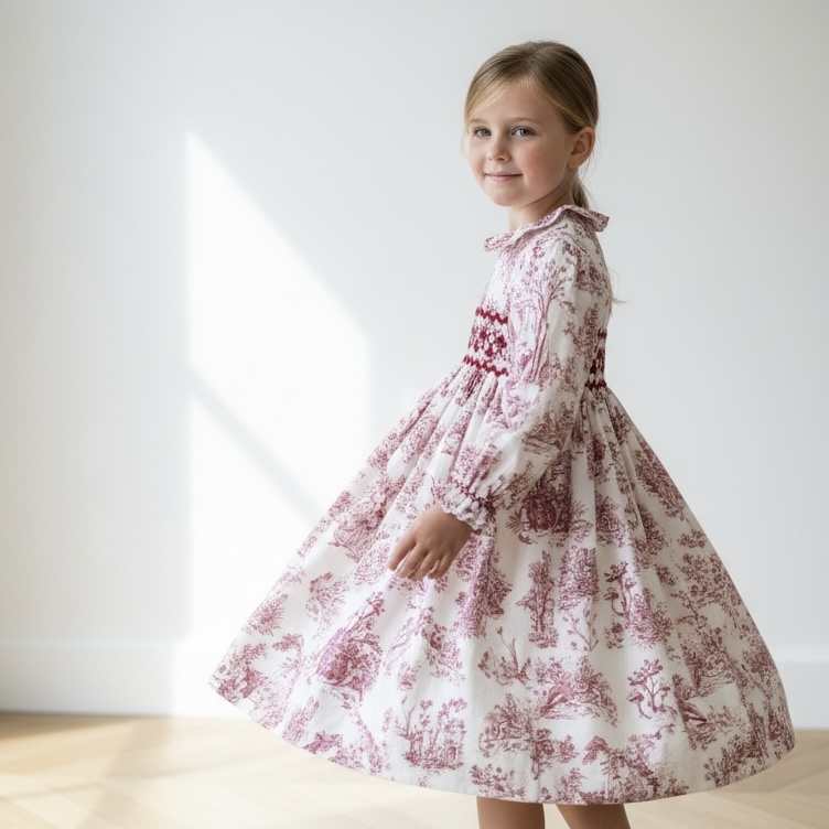 Philine Toile de Jouy スモッキングワンピース｜Annafie サイズ: 12M(80cm）