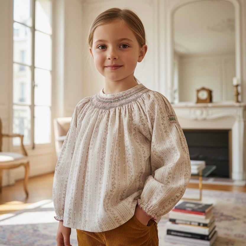  Rose Smocking Shirt｜Marie Puce サイズ: 4Y(104cm)