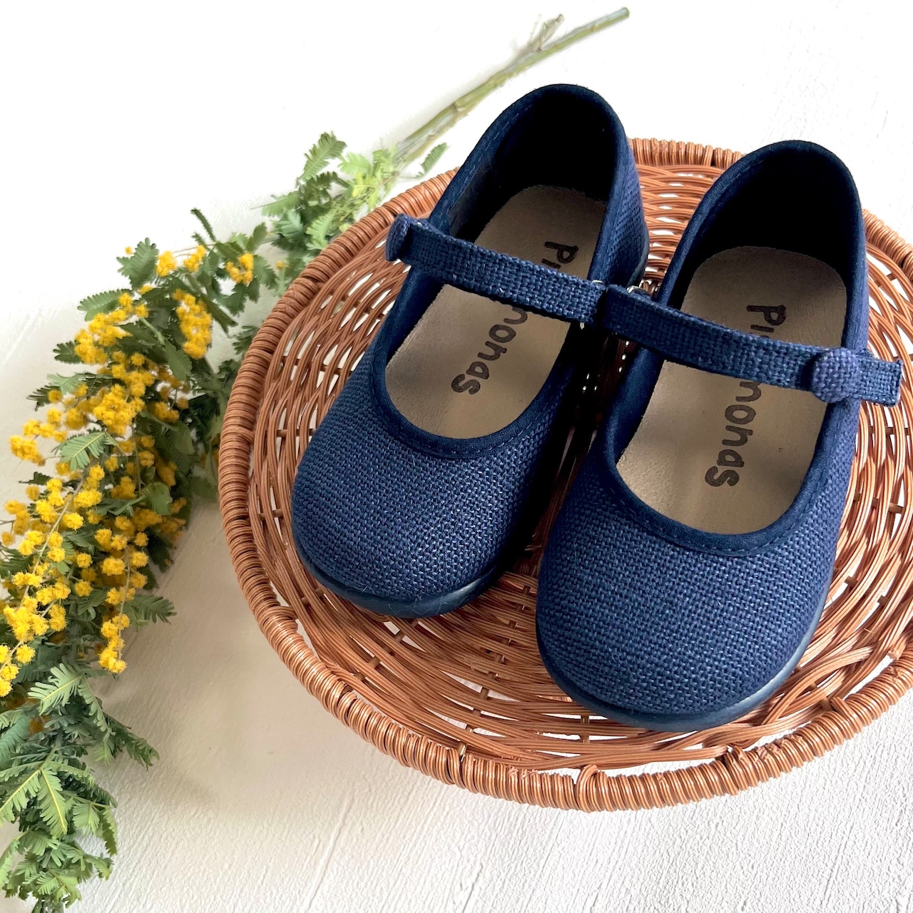 Mary Jane Linen Navy シューズ｜Pisamonas