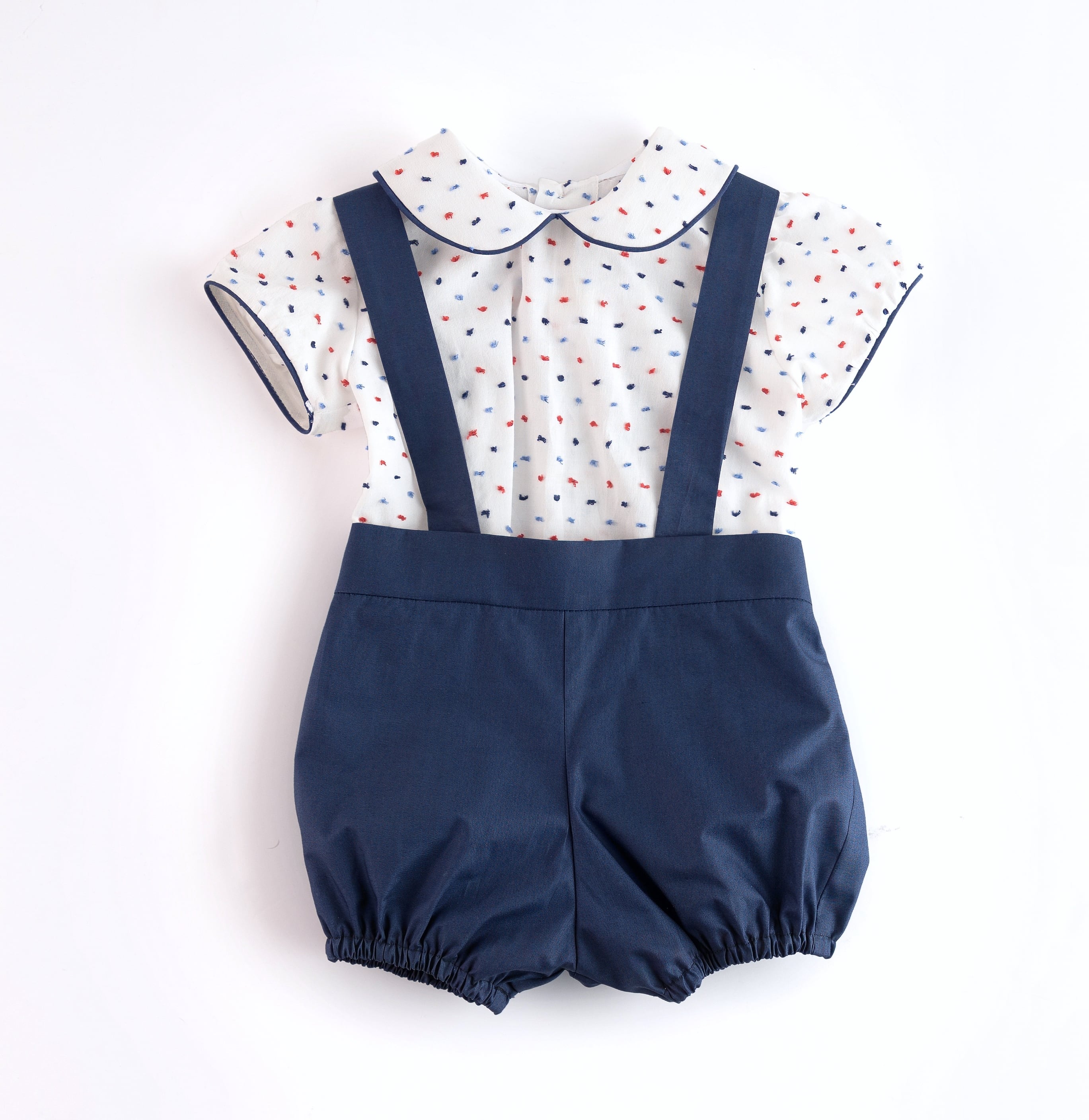 Baby Boy オーバーオール＆シャツ セットアップ｜Belan サイズ: 12M(80cm）, カラー: Navy