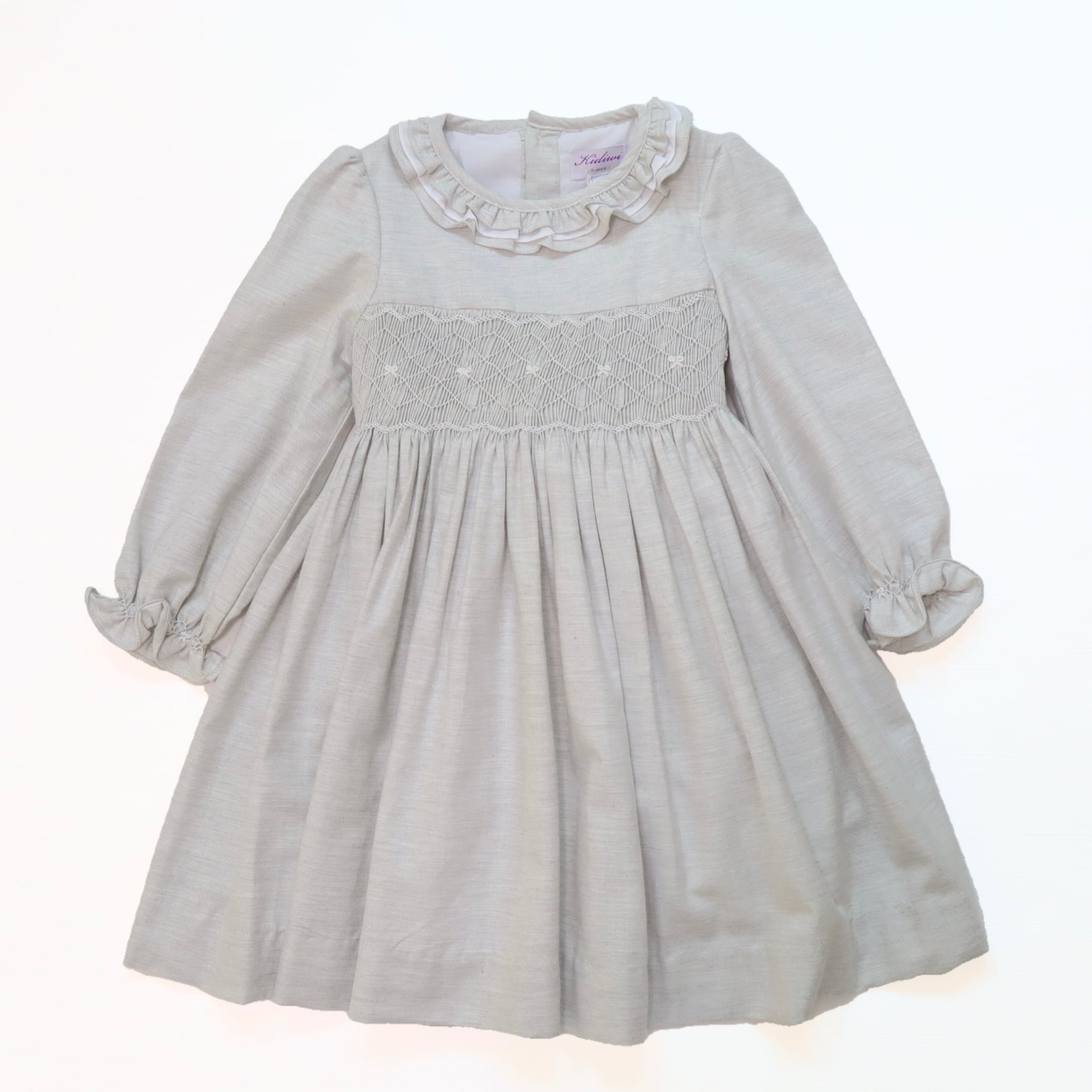  【Last 3Y】Hars Light Grey スモッキングワンピース｜Kidiwi サイズ: 3Y(98cm)