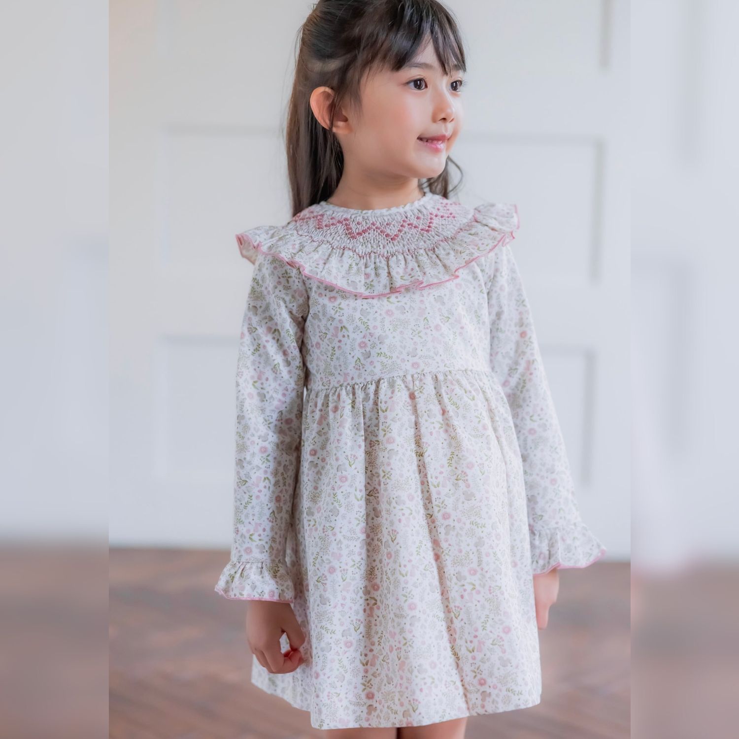  Bosque Pink スモッキングワンピース｜Cua-cuak サイズ: 4Y(104cm)