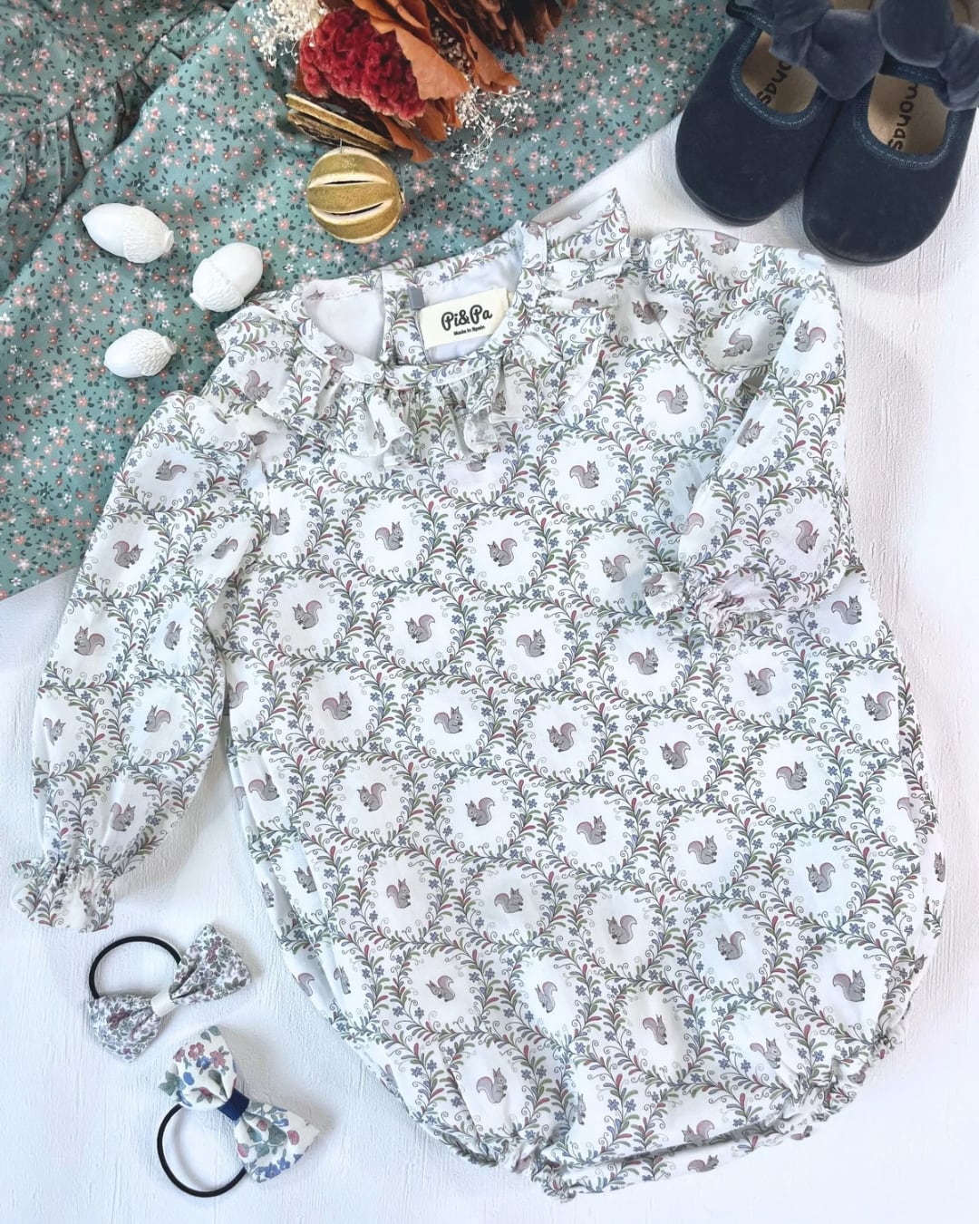  Squirrel ロンパース｜Pi&Pa