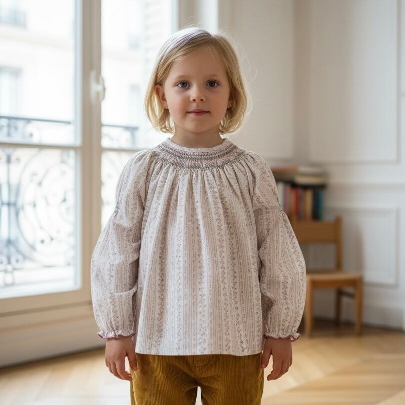  Rose Smocking Shirt｜Marie Puce サイズ: 4Y(104cm)