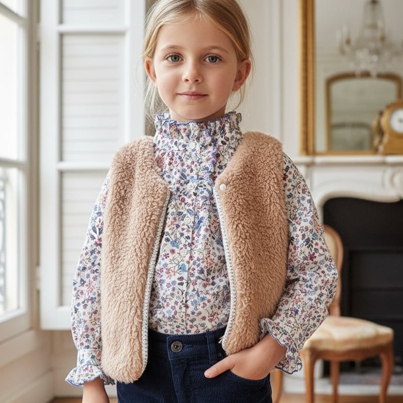  Faux Fur Sleeveless Gilet｜Marie Puce サイズ: 4Y(104cm)